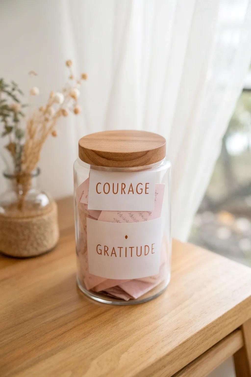 Capture moments of courage and gratitude with your own themed positivity jar.