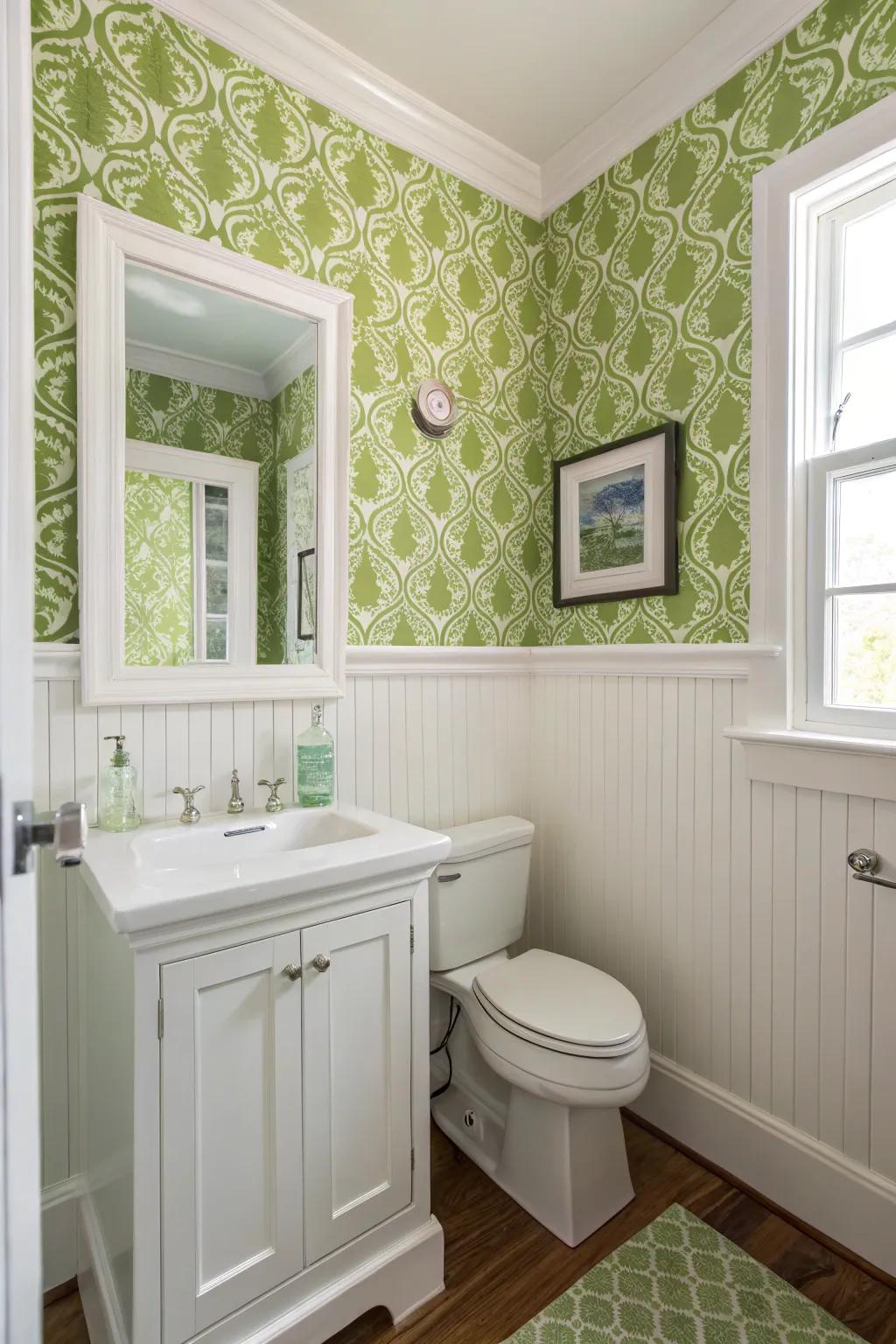 Green and white create a refreshing farmhouse vibe.