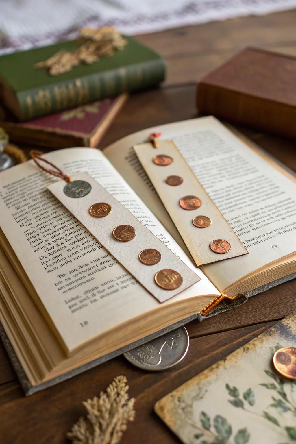 Penny bookmarks make charming and practical keepsakes for book lovers.