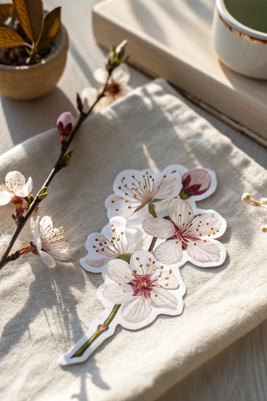 Embrace the beauty of the seasons with this handcrafted spring bloom sticker, perfect for minimalist decor lovers.