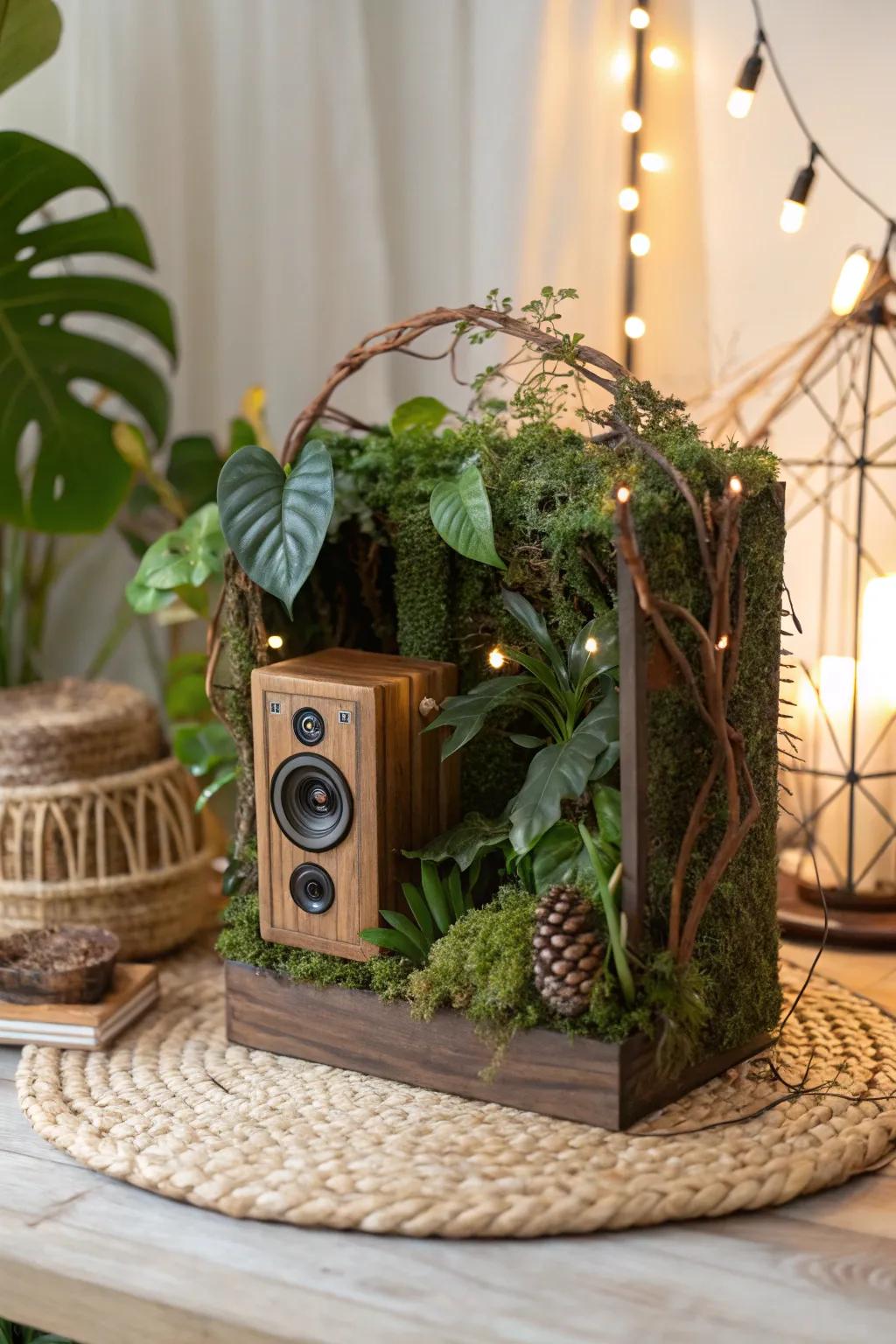 Transform your space with the soothing sounds of the rainforest, brought to life through minimalist design.