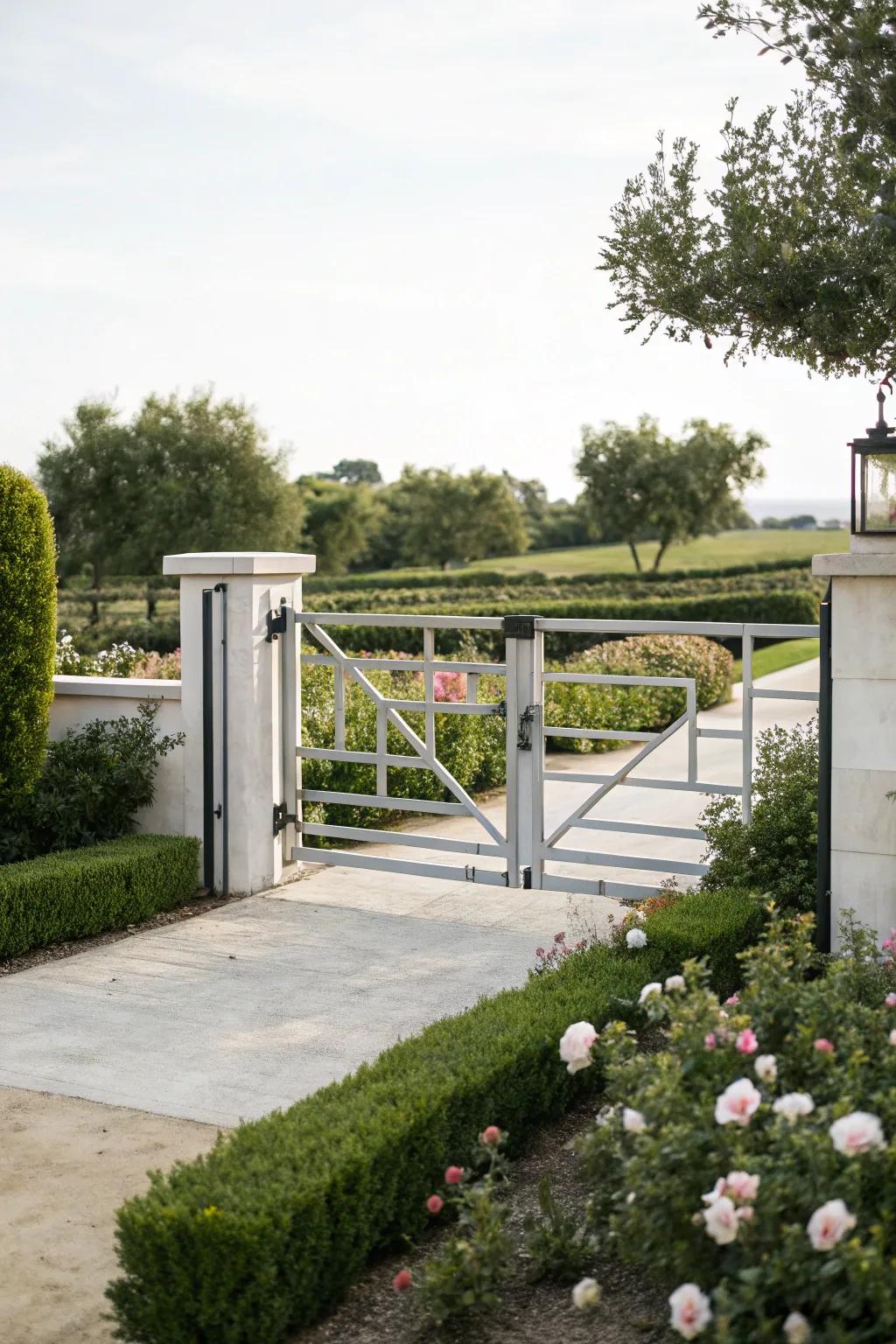 Minimalist modern gates offer sleek, contemporary appeal.