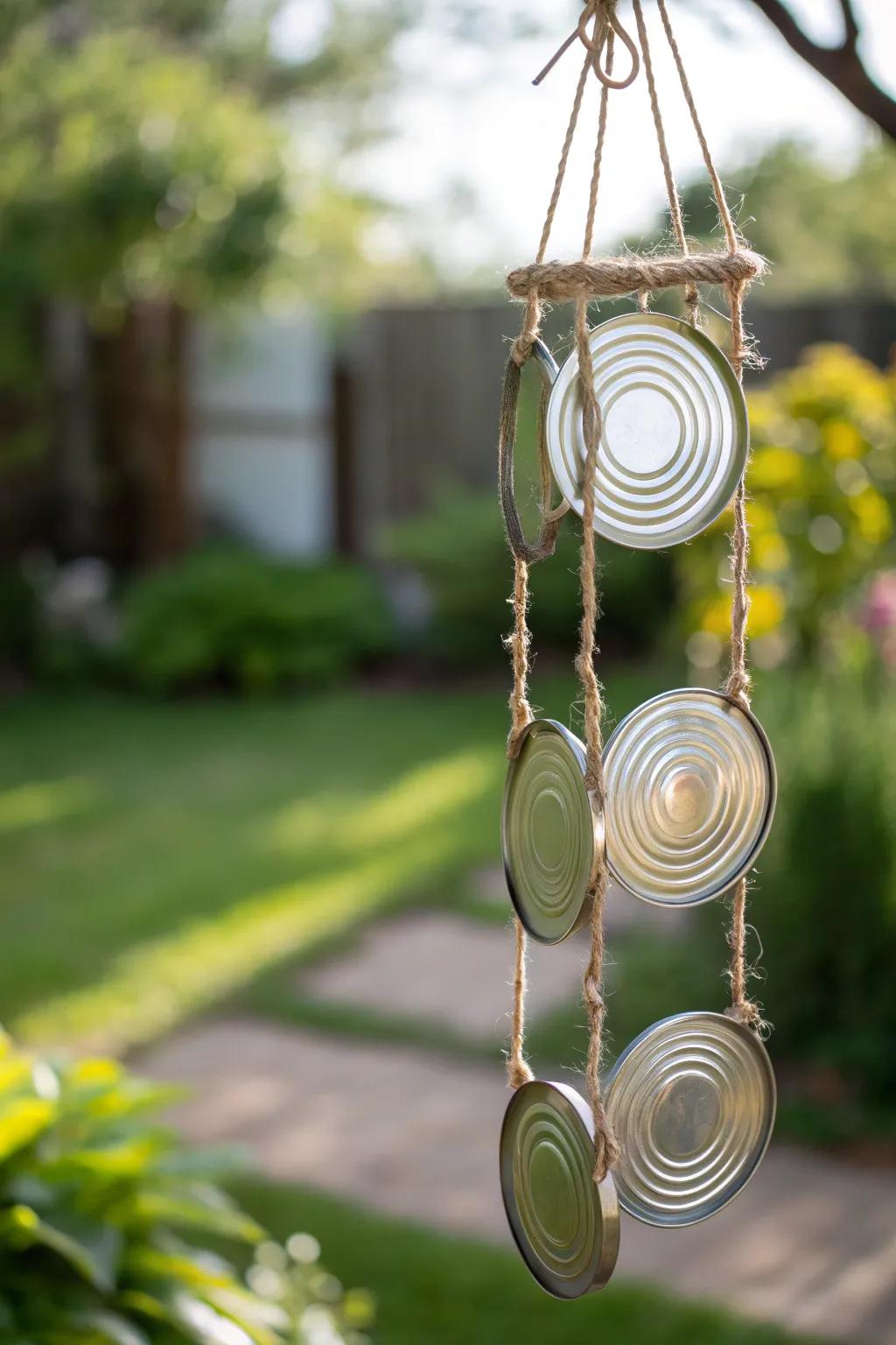 Embrace the gentle music of sustainability with these chic can lid wind chimes.