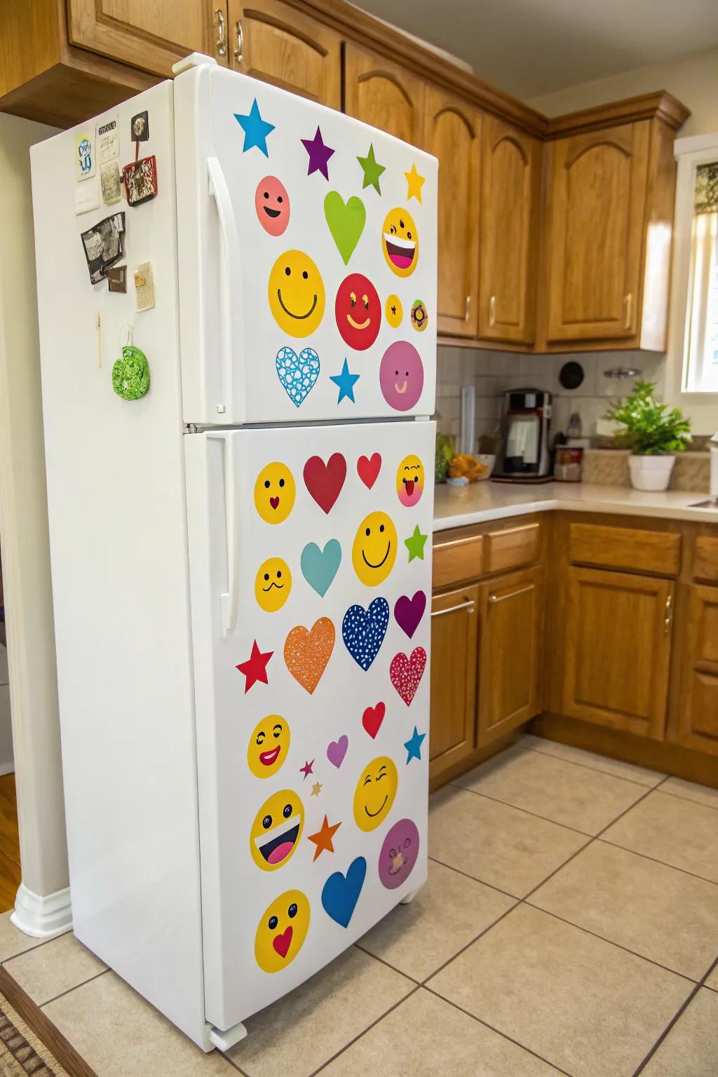 Emoji magnets add a playful touch to your kitchen decor.