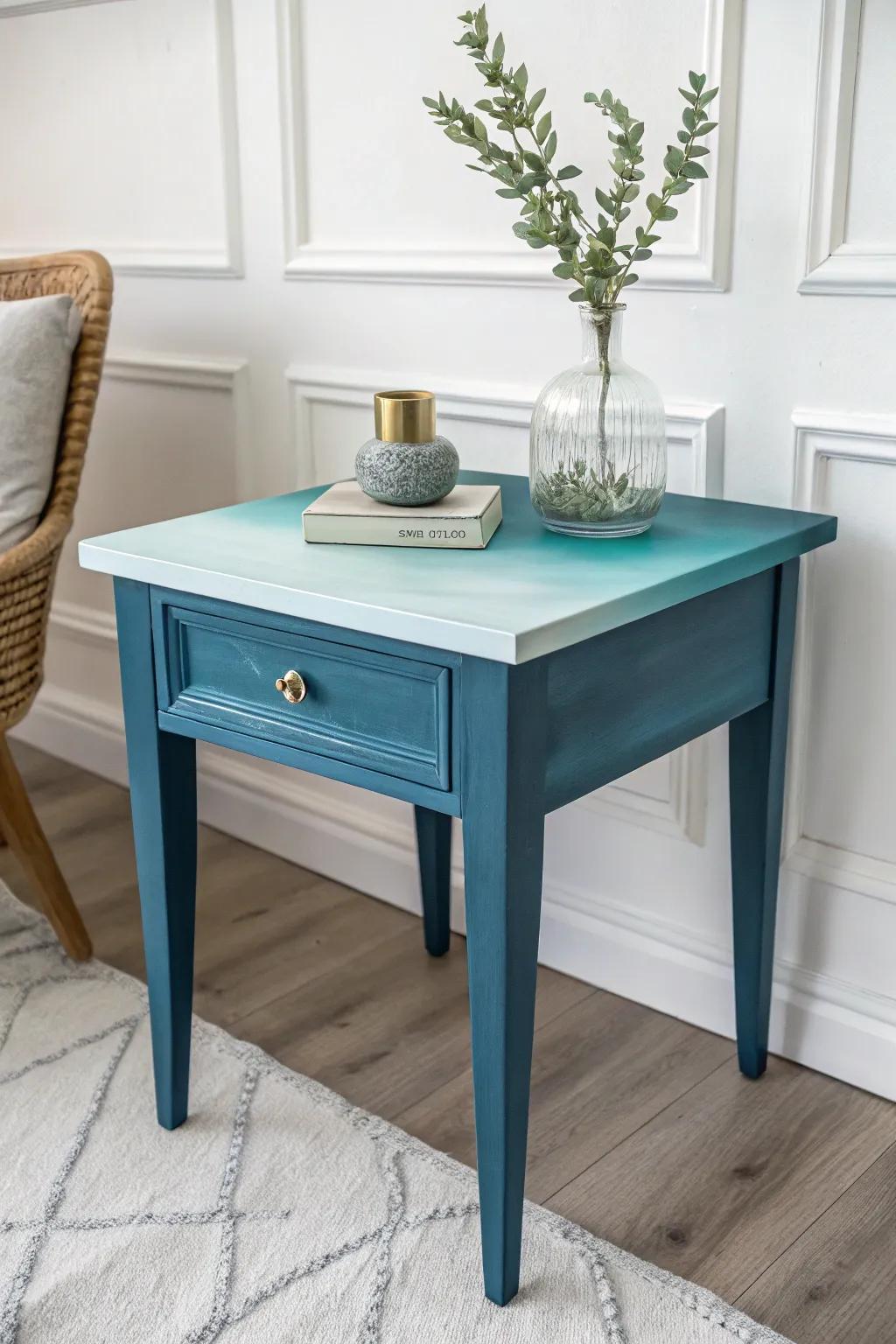 Transform your space with a chic ombre end table, blending Scandinavian minimalism with boho charm.