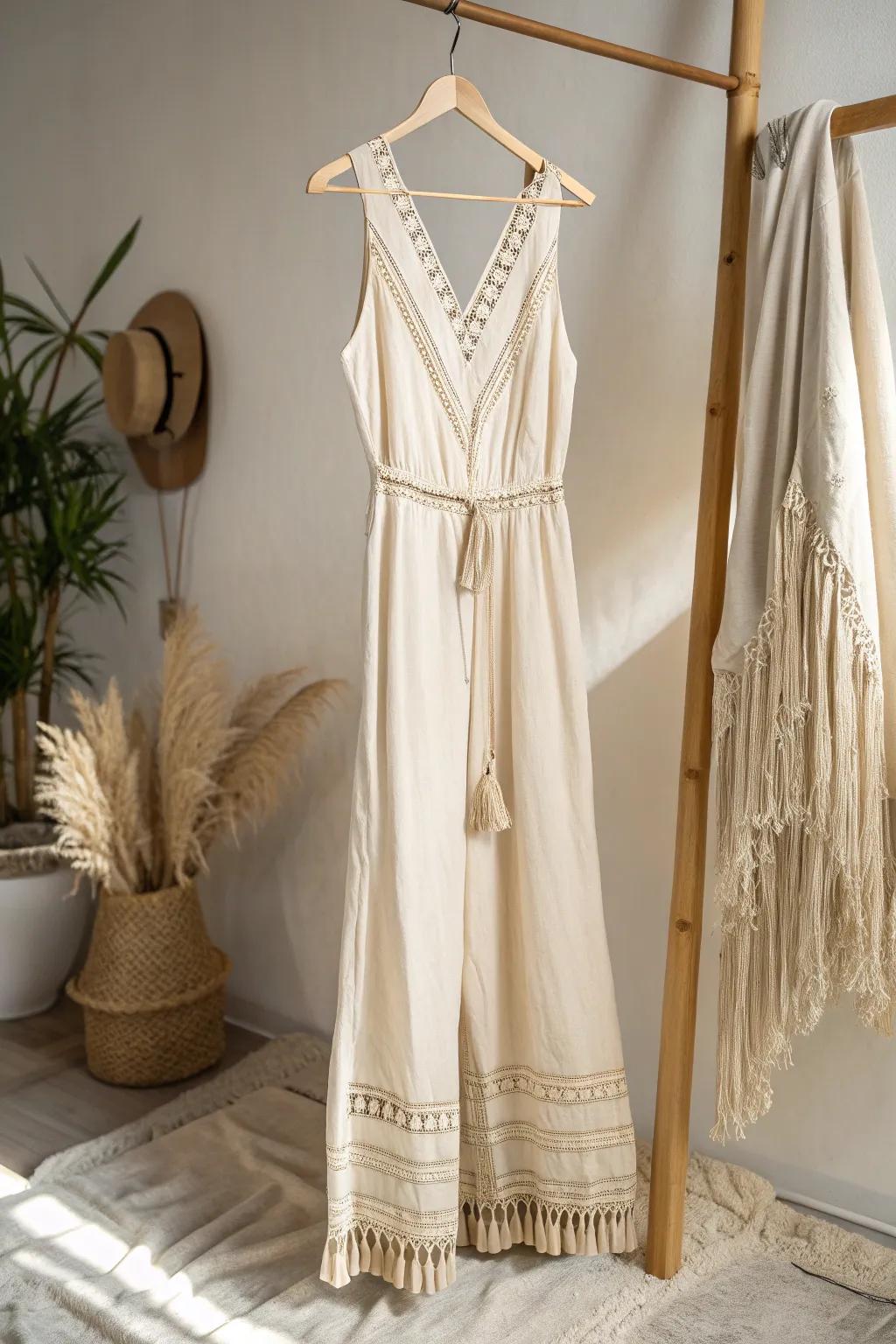 Transform your wardrobe with this chic upcycled jumpsuit, where craftsmanship meets modern elegance.