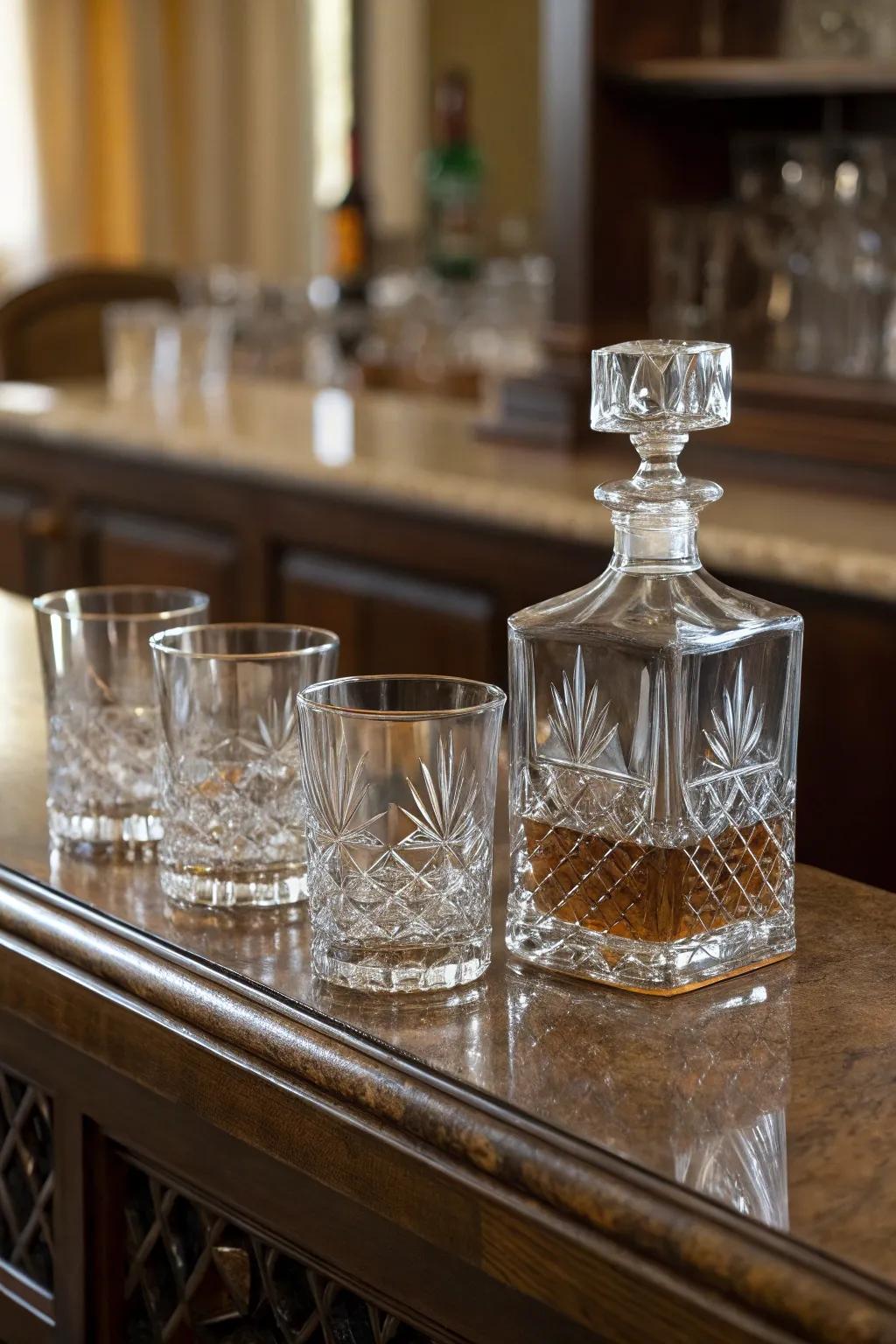 Celebrate refinement with an engraved whiskey glass set