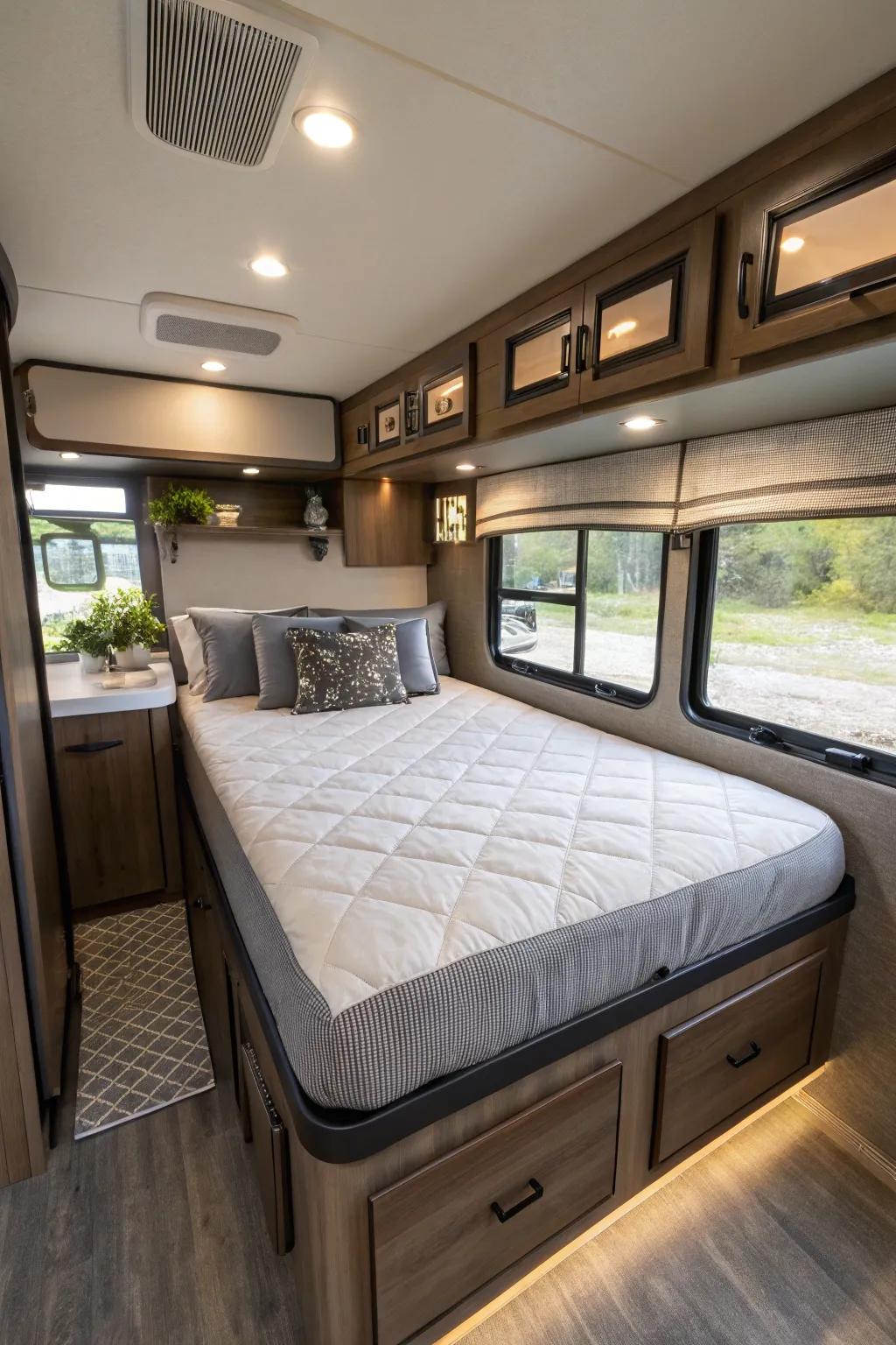 Custom shaped frames fit perfectly into unique RV spaces.