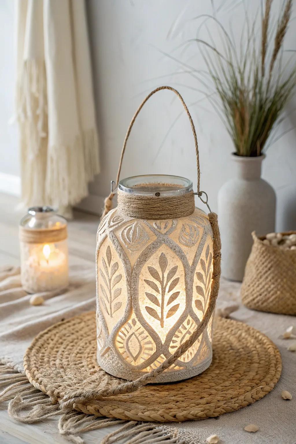 Illuminate your space with the enchanting glow of patterned sand lanterns.