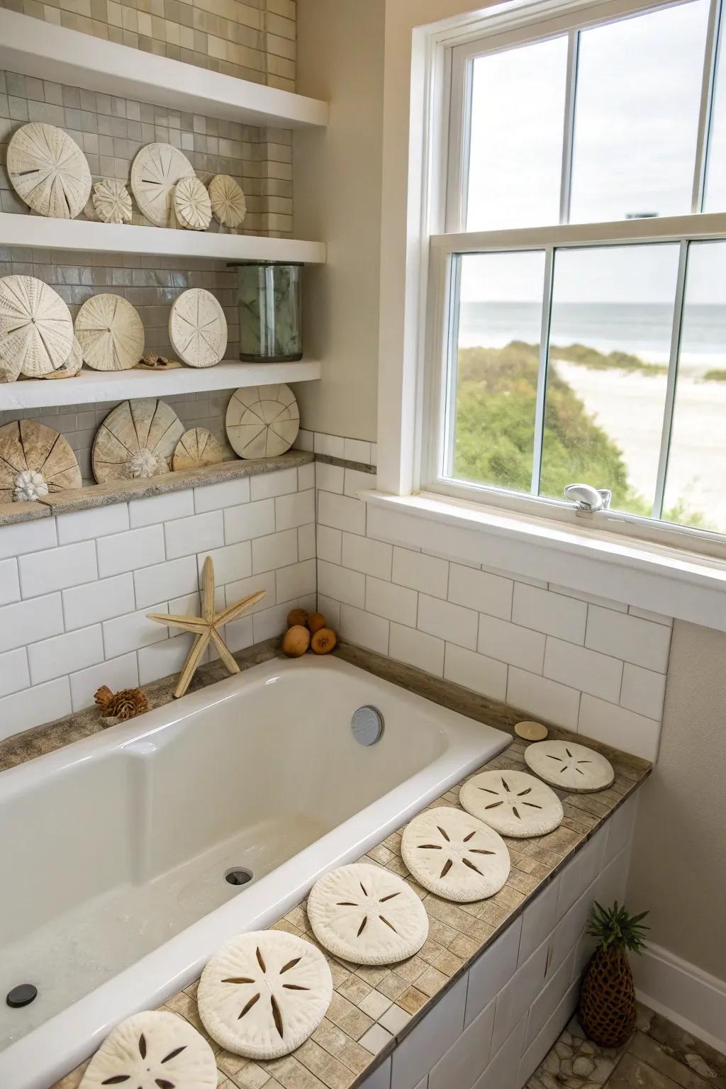 Transform your bathroom into a spa-like retreat with sand dollar decor.