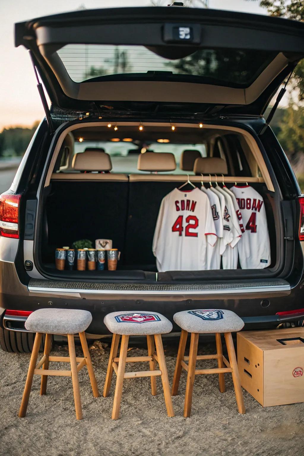 A team dugout setup creates a cozy corner for kids to enjoy.