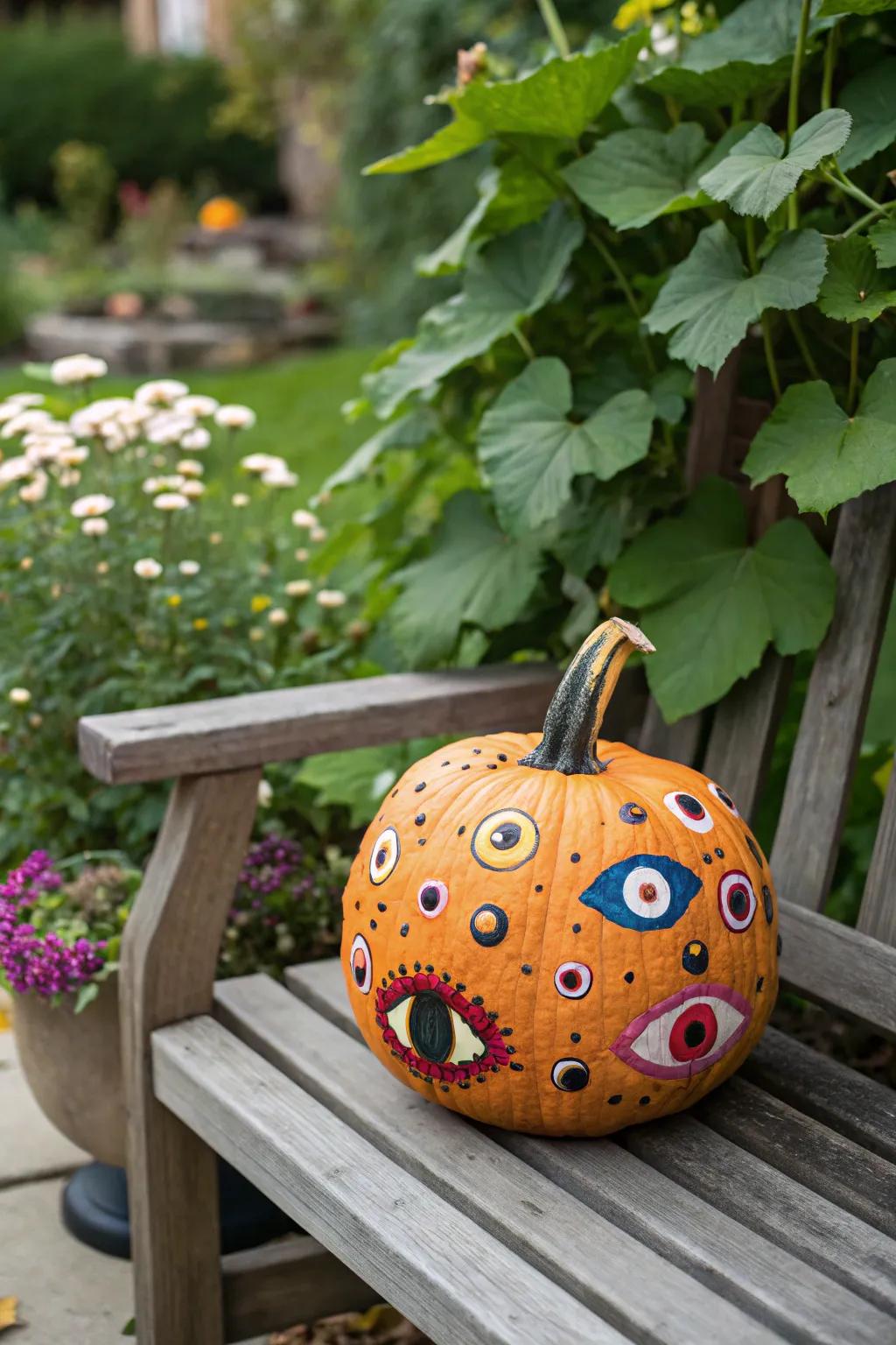 Eerie eye pumpkins add a watchful presence to your Halloween setup.