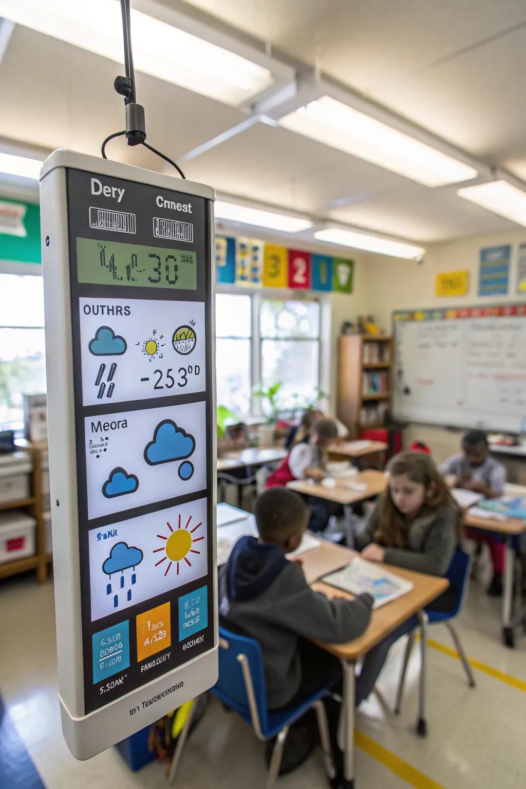 An interactive weather station makes science learning engaging.