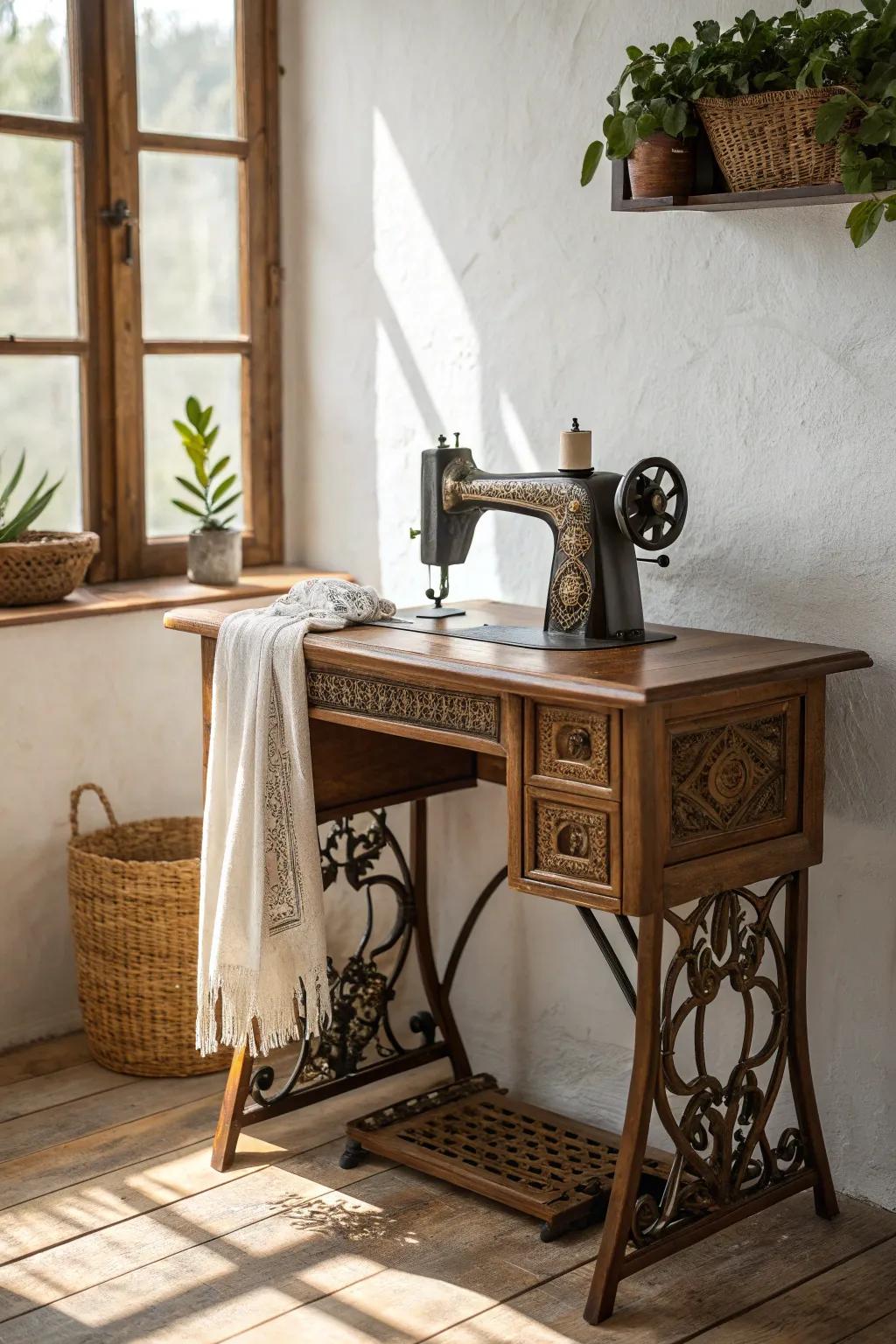Timeless charm meets creativity: Transform your sewing space with vintage elegance.