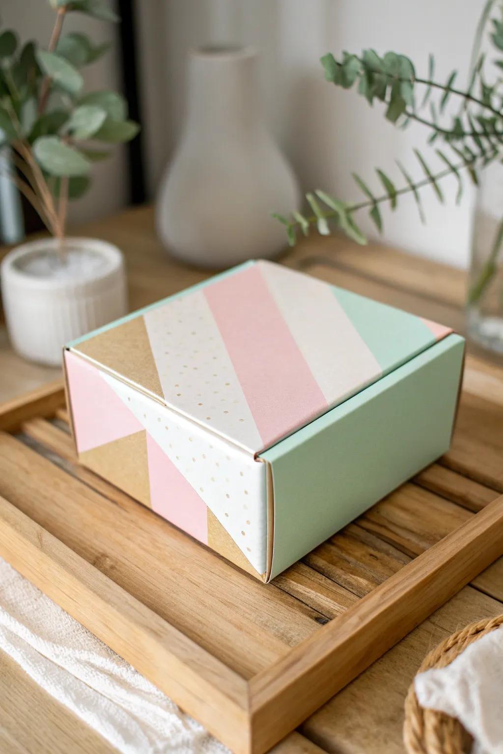 Bold meets beautiful: Discover the art of color blocking with this stunning shipping box design.