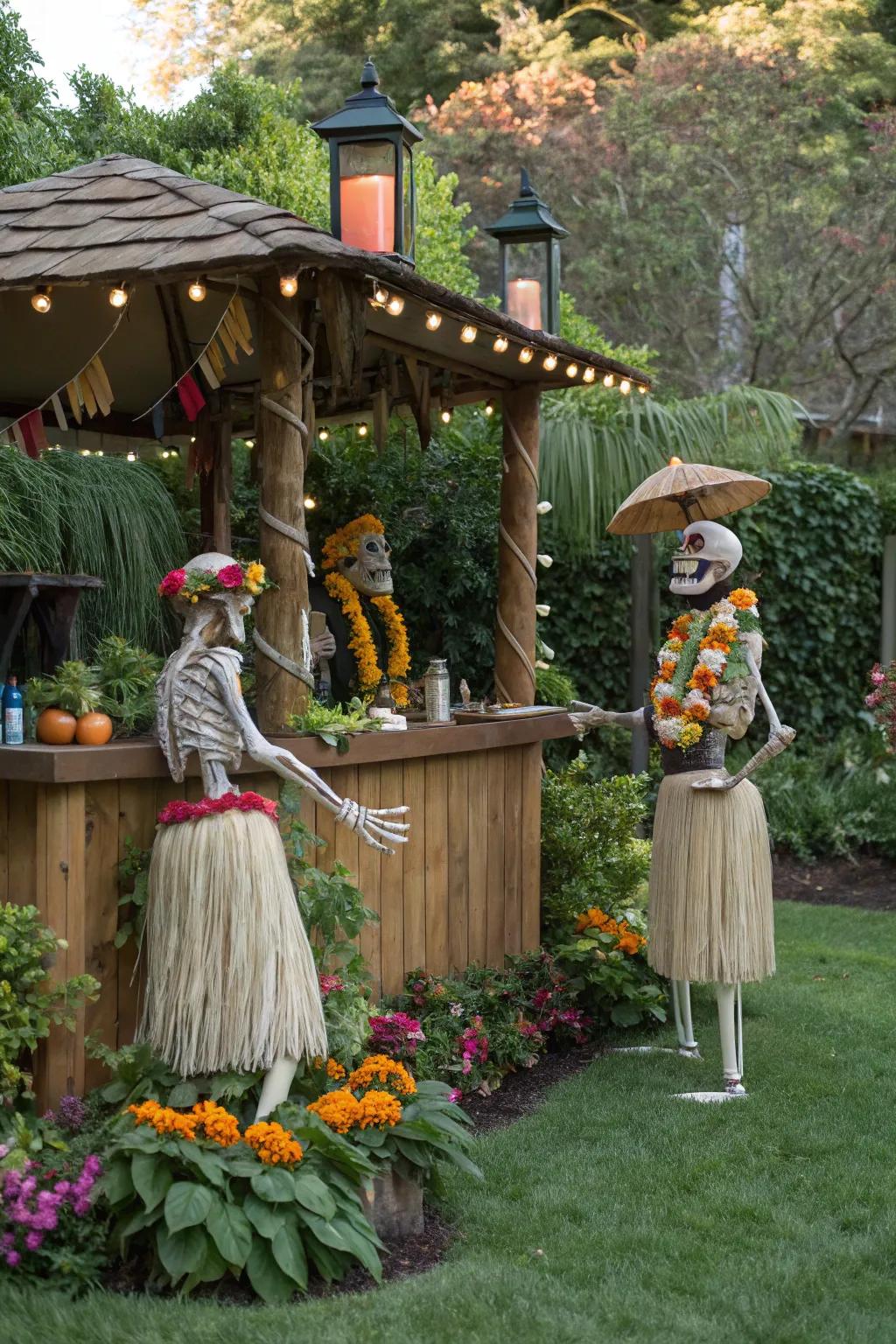 Skeletons Enjoying a Luau