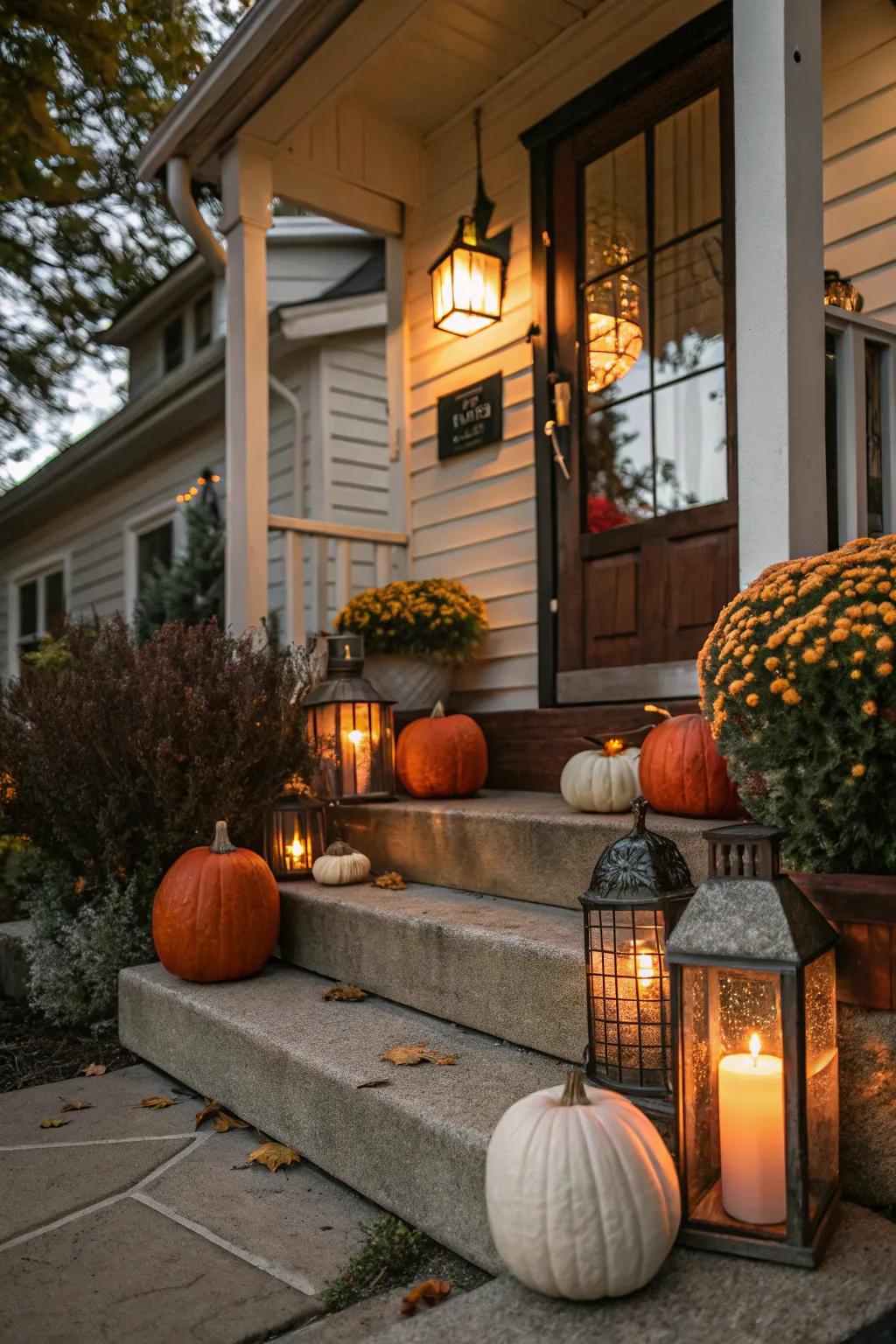 Seasonal decorations keep the porch dynamic.