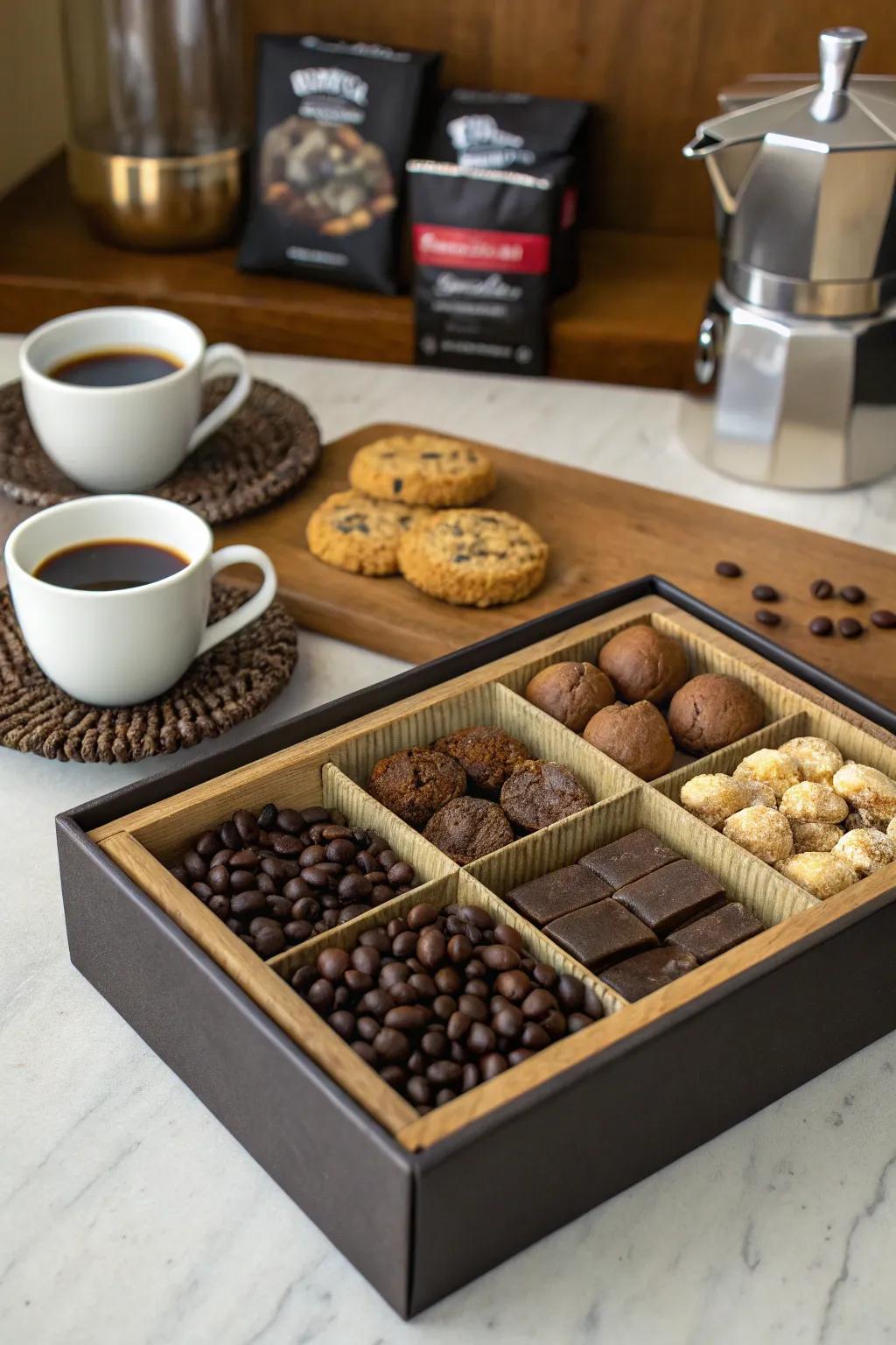 Delight coffee lovers with this rich and aromatic snack box.