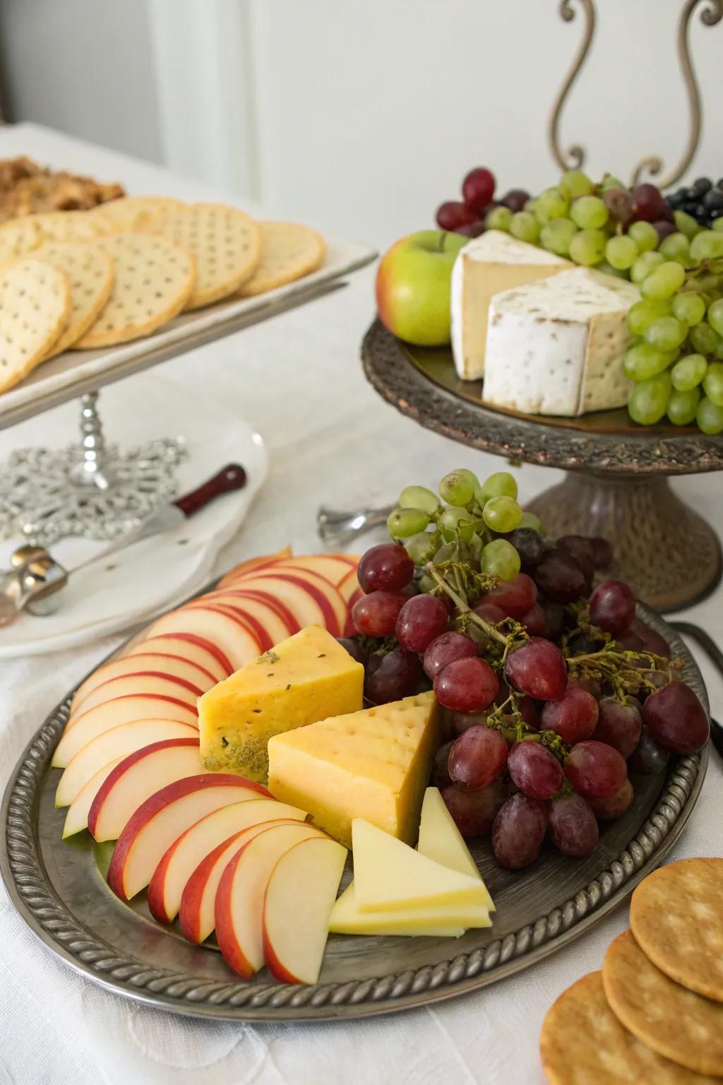 Fruit and cheese pairings offer a refreshing and sophisticated snack.