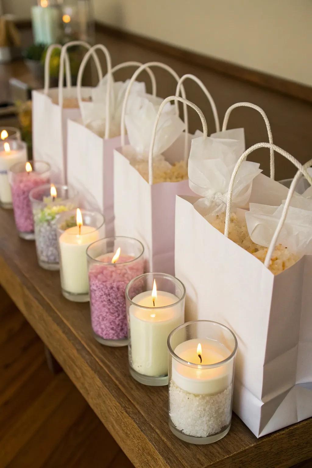 Personalized goodie bags offer a special touch to your spa party.