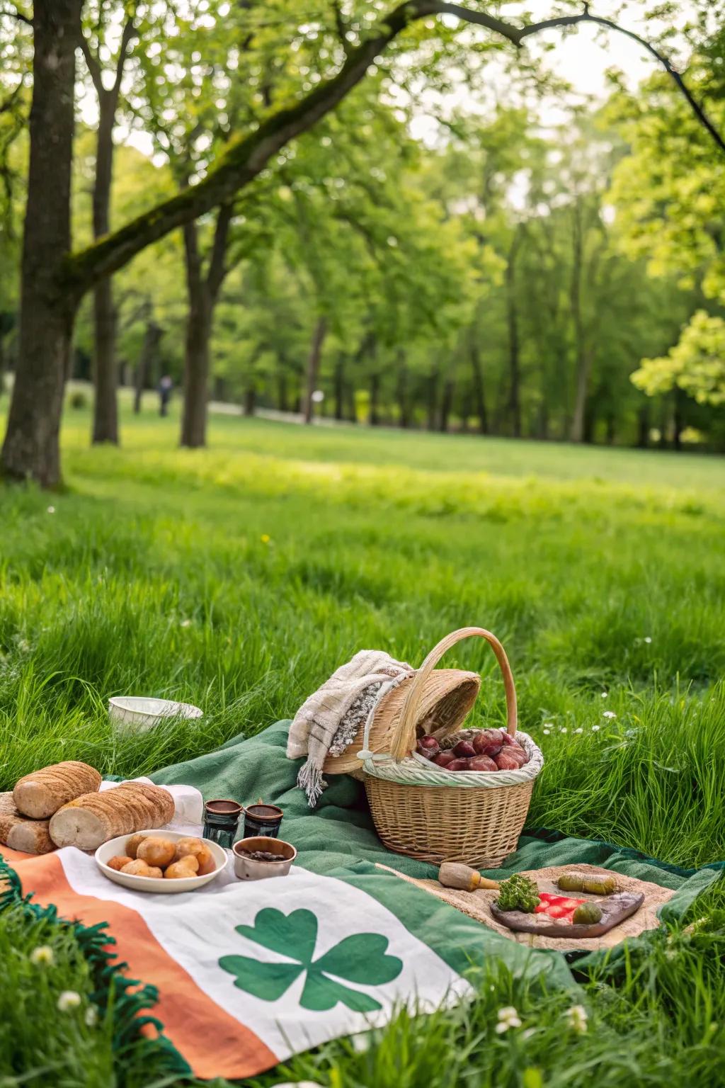 Enjoy the great outdoors with a festive St. Patrick's Day picnic.