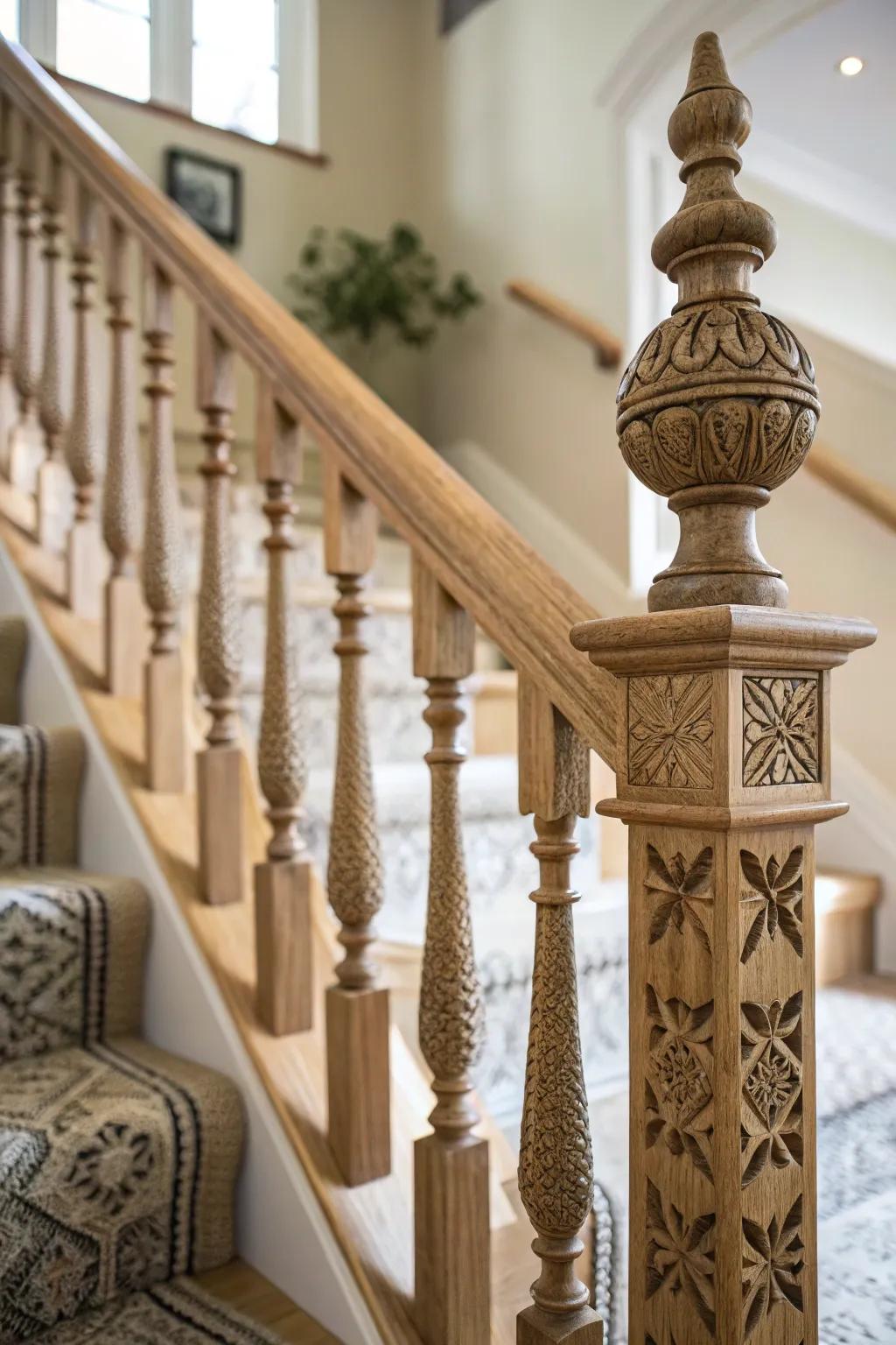 Artisan crafted spindles offer a personal and unique touch.