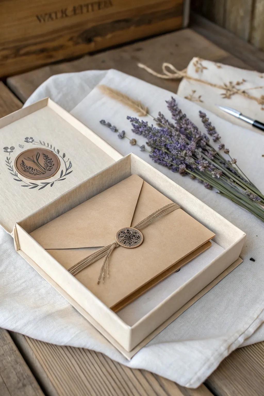 Discover the art of contrast in stationery packaging with a blend of textures that delight the senses.