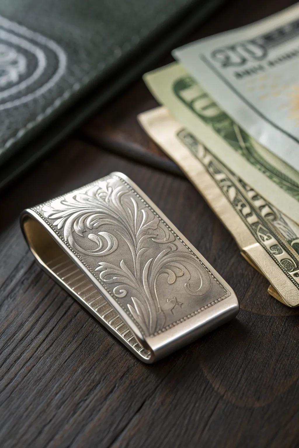Discover the art of simplicity with this sleek money clip, where style meets functionality.