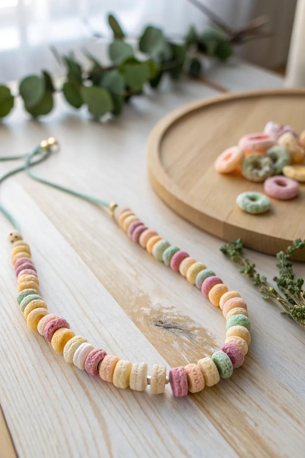 Craft and snack in style with this beautifully simple edible necklace idea for toddlers!