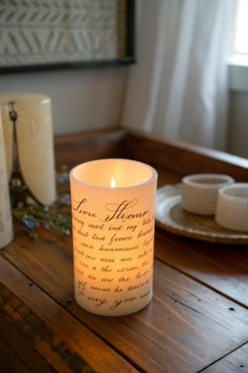 Let a flameless memorial candle provide a lasting glow of remembrance.