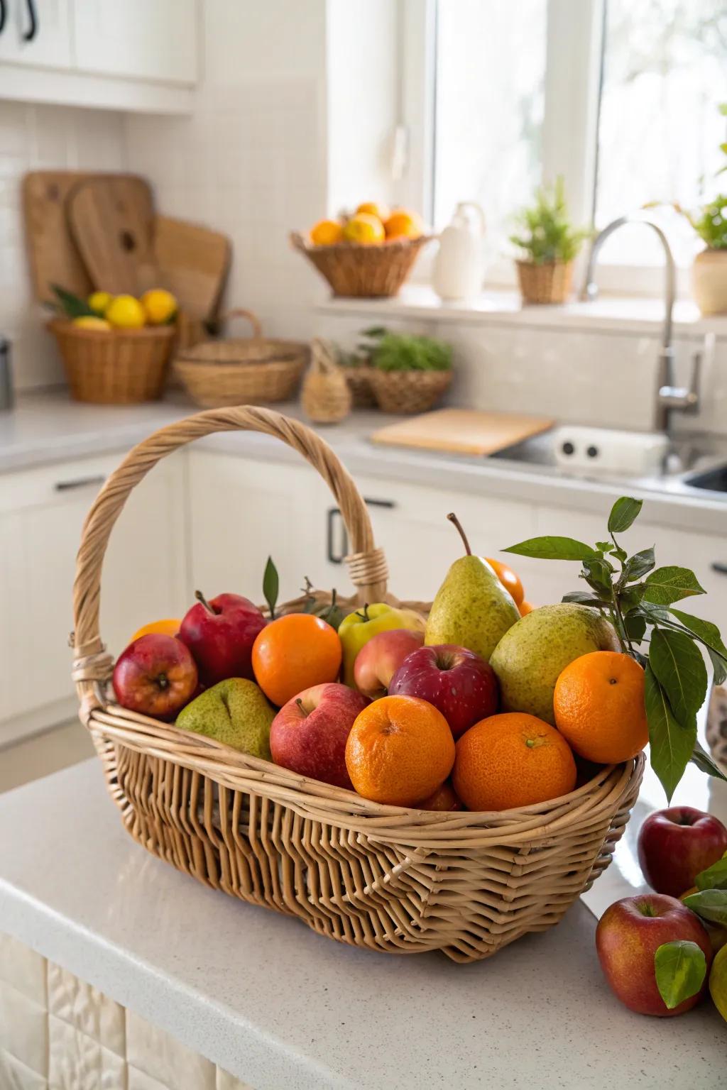 Delight in the freshness of a seasonal fruit basket.