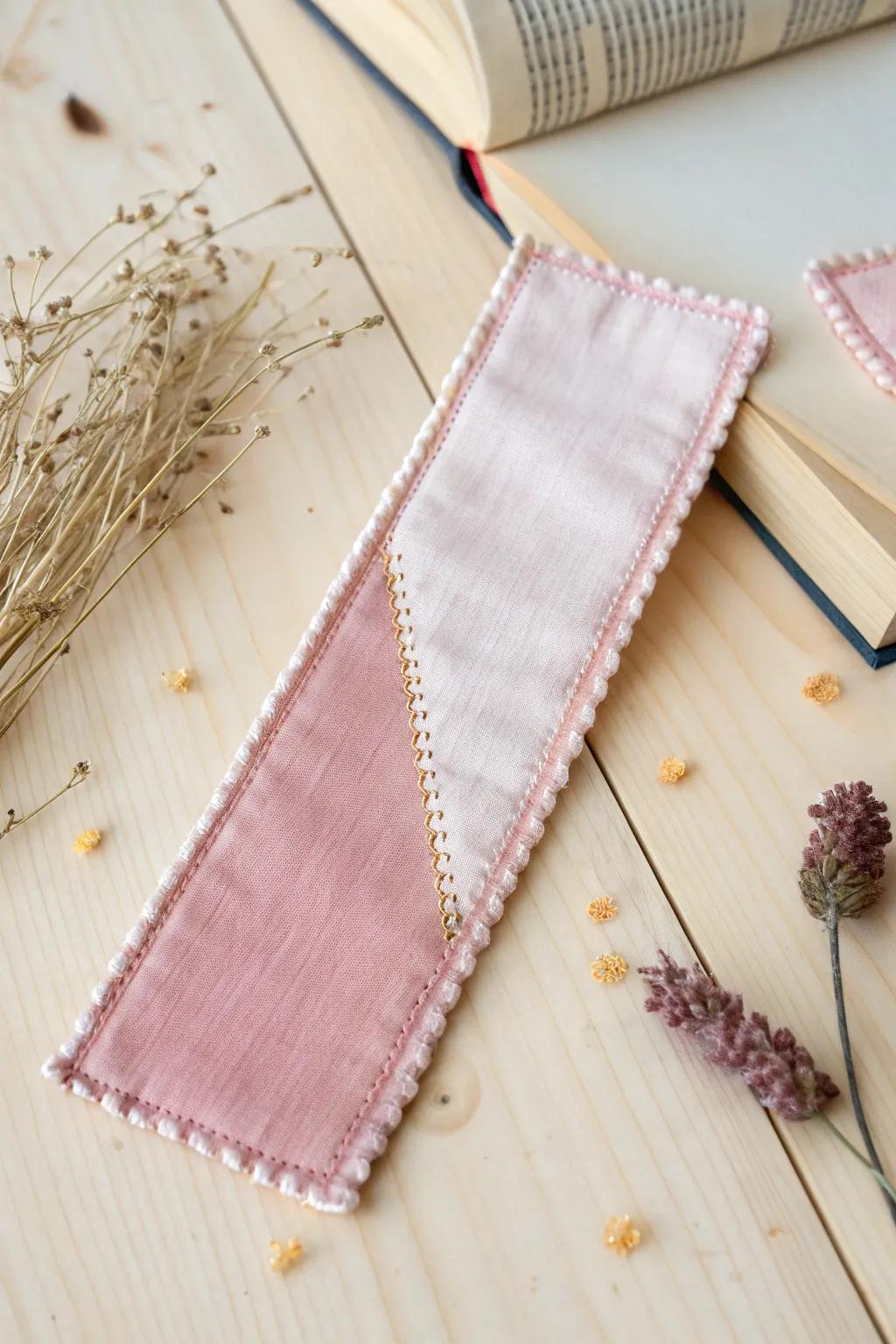 A lovingly handmade fabric bookmark - a simple yet heartfelt gift for mom this Mother's Day.