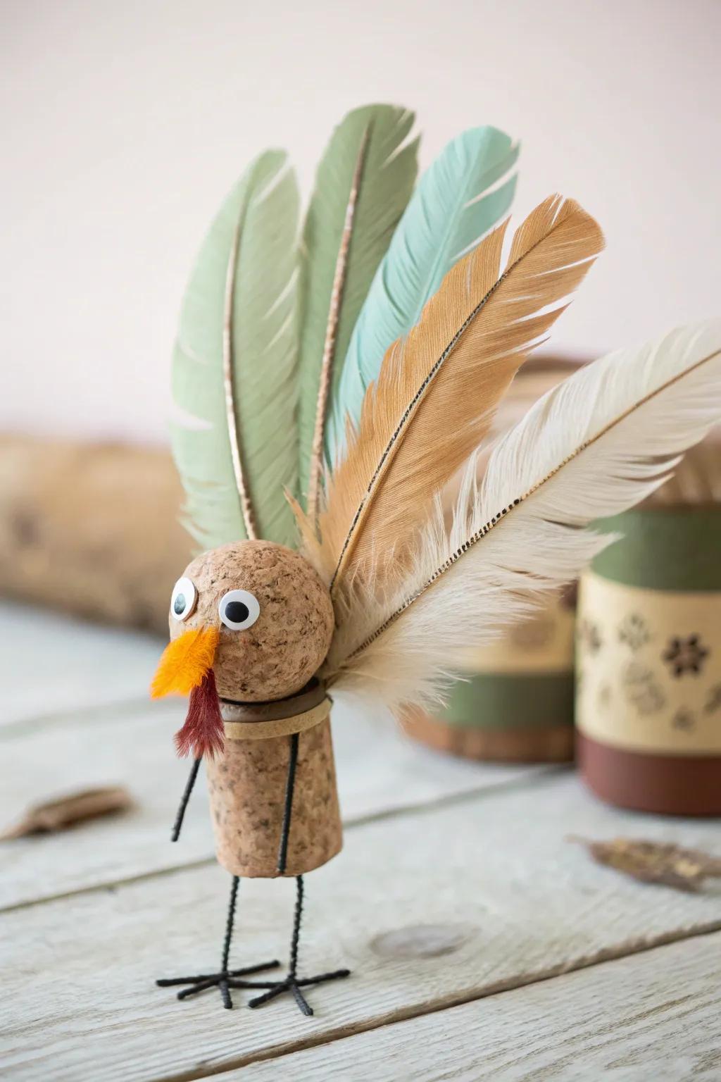 Transform your table with a minimalist wine cork turkey centerpiece, where Scandinavian simplicity meets boho charm.