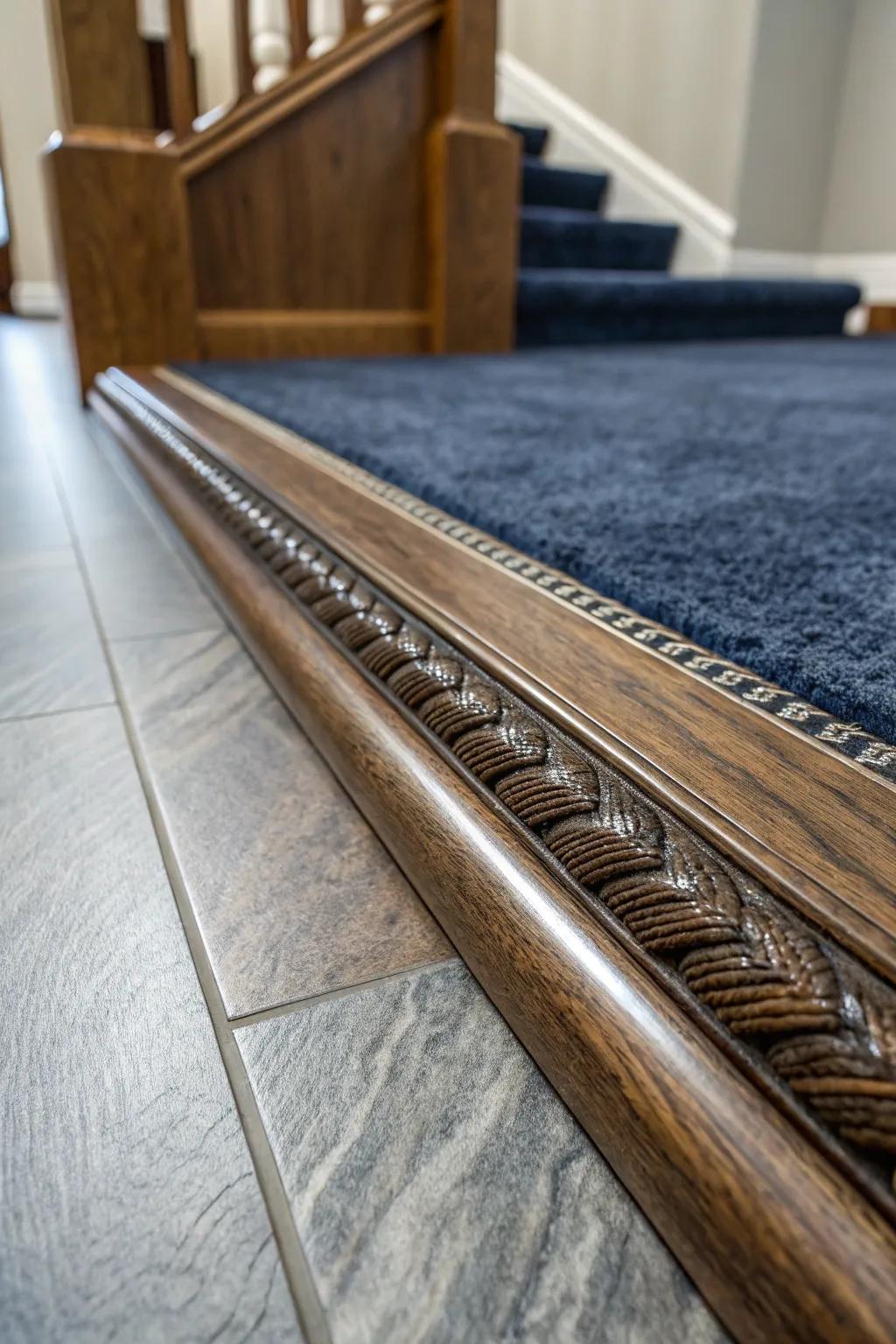 Elevate your space with the elegance of a handcrafted carpet edge reducer.