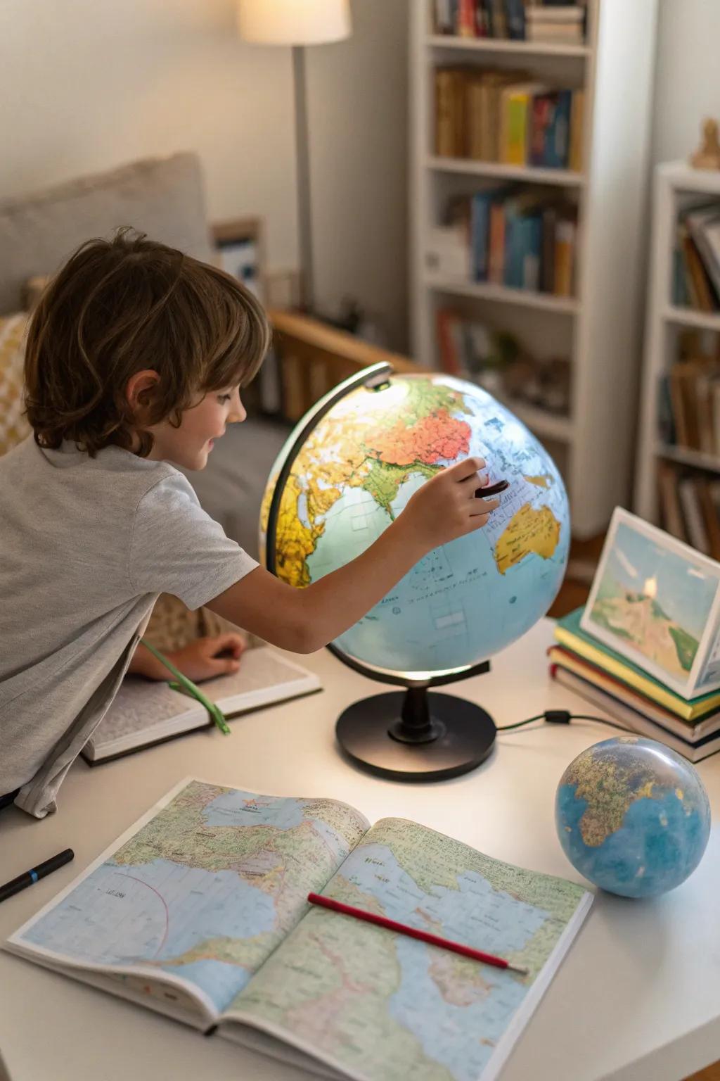 An interactive globe brings the world to a child's fingertips.