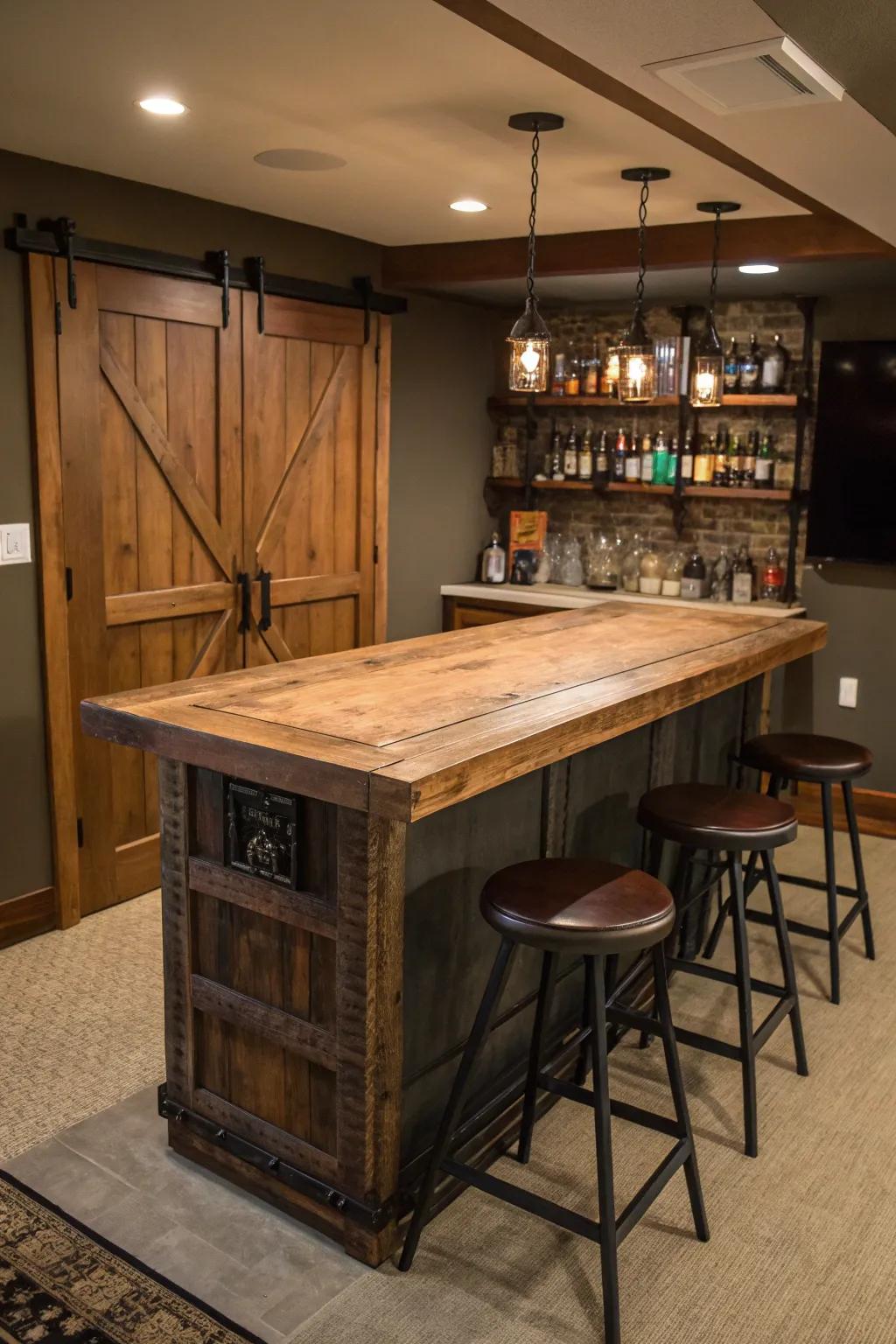 Transform your space with a unique home bar crafted from an upcycled door—where innovation meets craftsmanship.