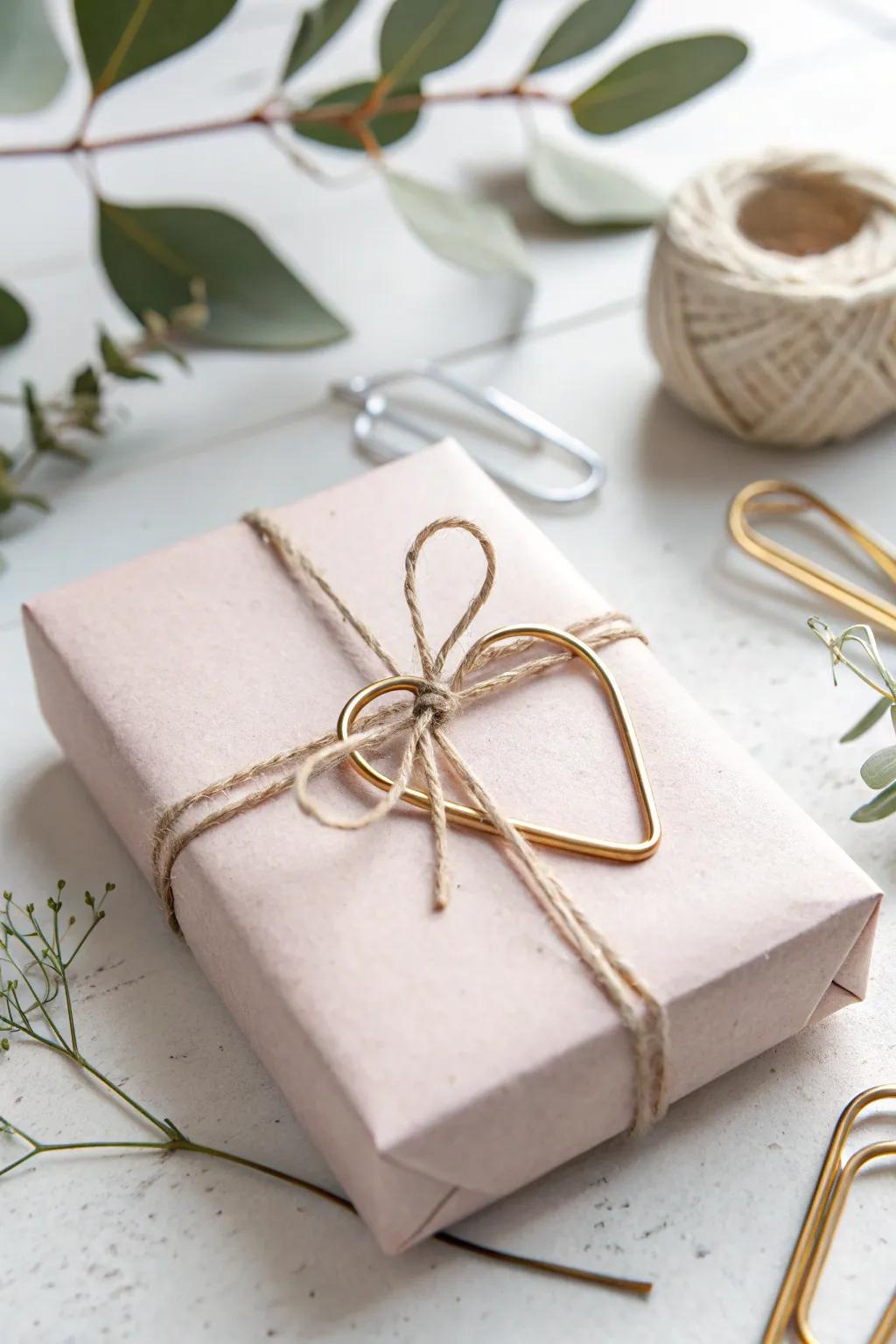 Add a heartfelt touch to your gifts with a simple paper clip transformation. 🌿✨