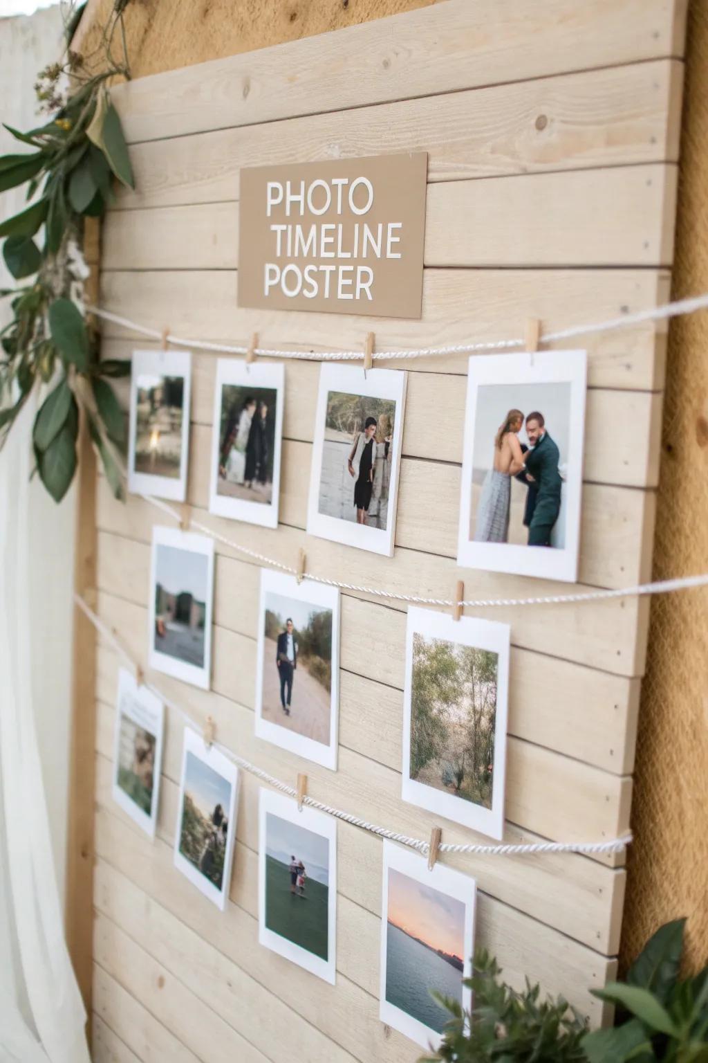 Celebrate your love story with a minimalist photo timeline poster, capturing each beautiful moment together.