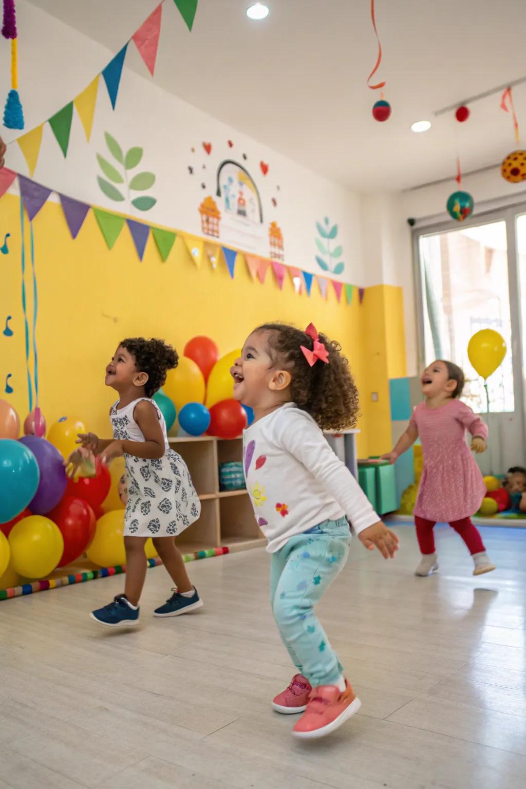 Dance party in full swing at the daycare.