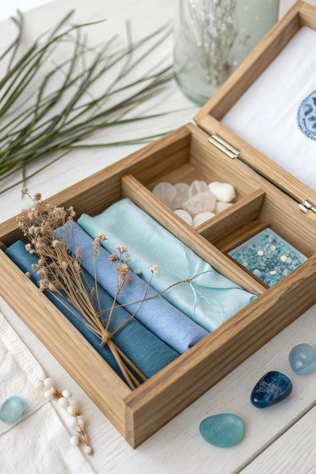 Embrace tranquility with a vision box in soothing blue hues—perfect for setting a calm and clear mindset.