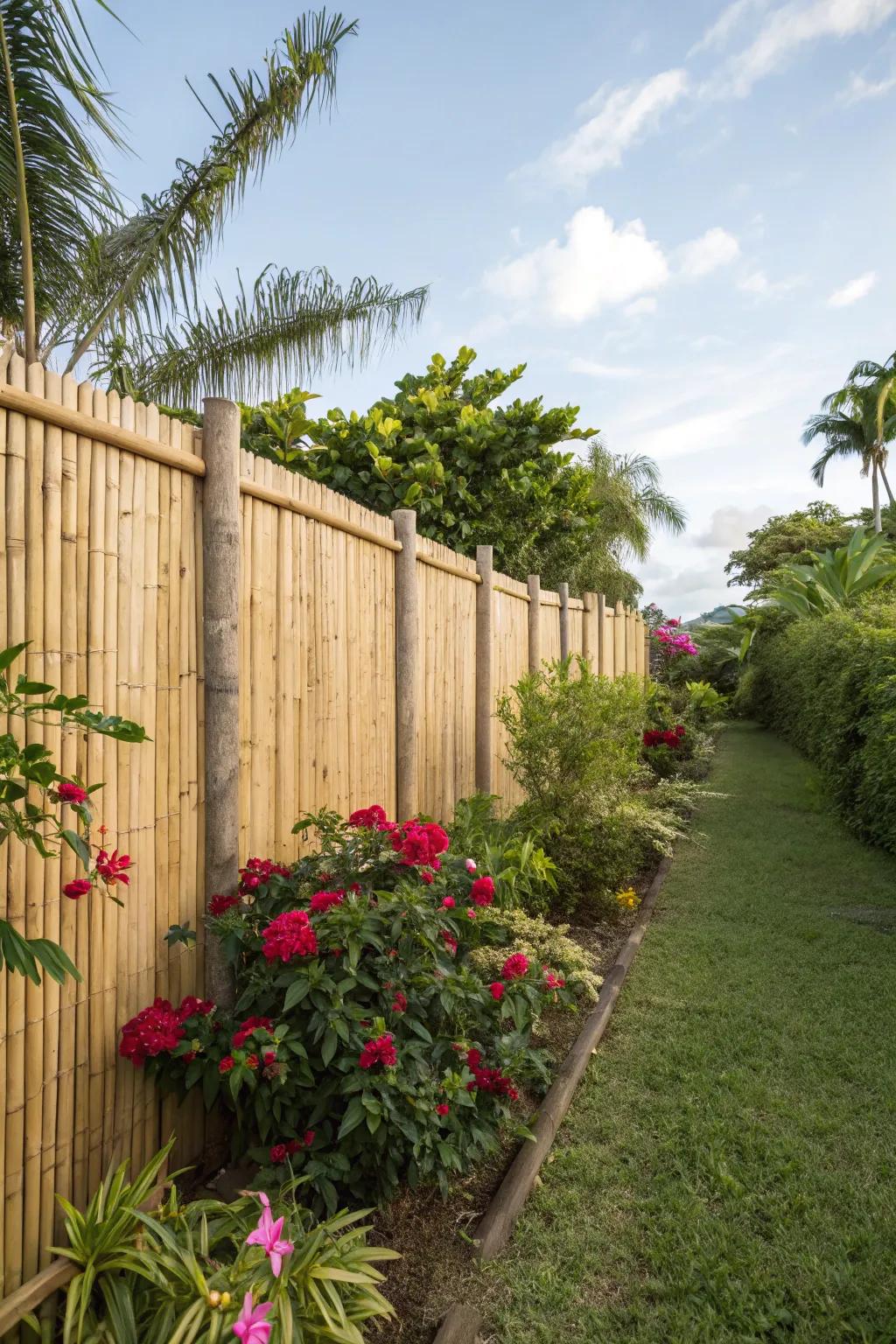 Bamboo topper for an exotic and sustainable fence feature.