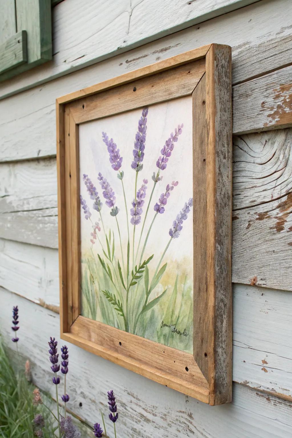 Embrace rustic charm with this calming painting of lavender.