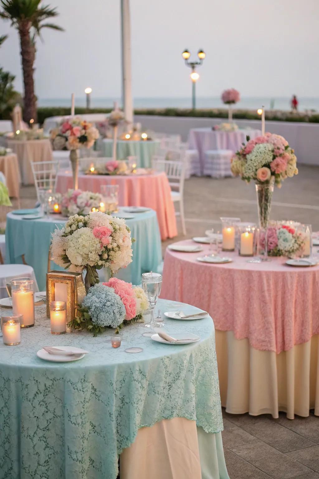 Themed table clusters showcasing personal touches.