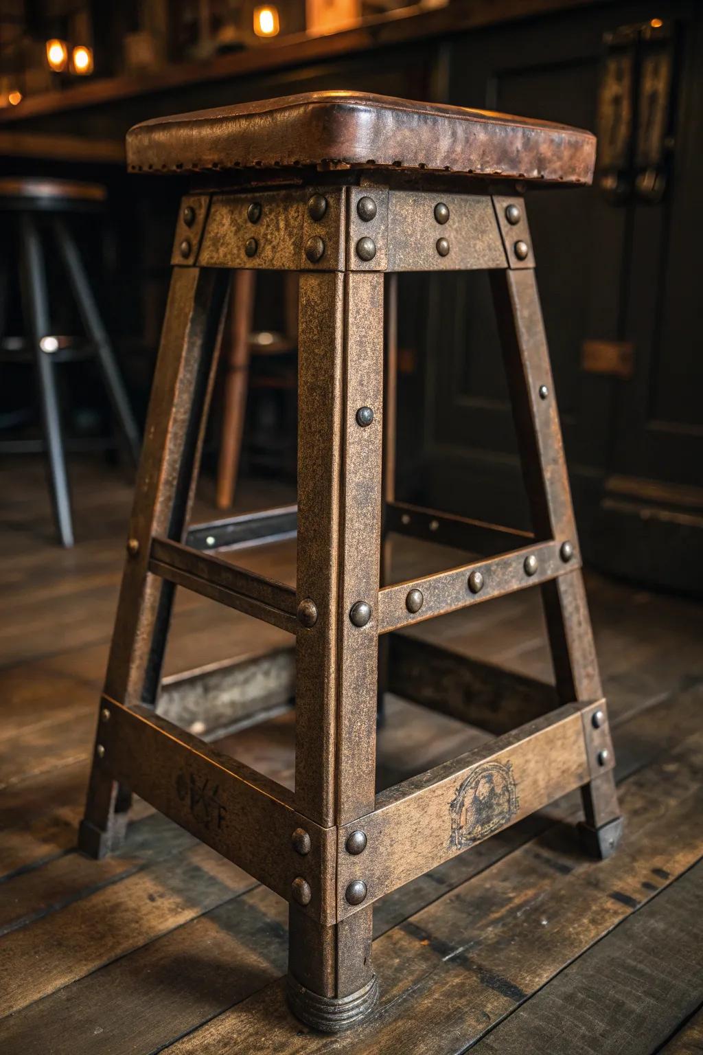 Timeless Craftsmanship: A vintage-style stool that brings character and charm to any space.