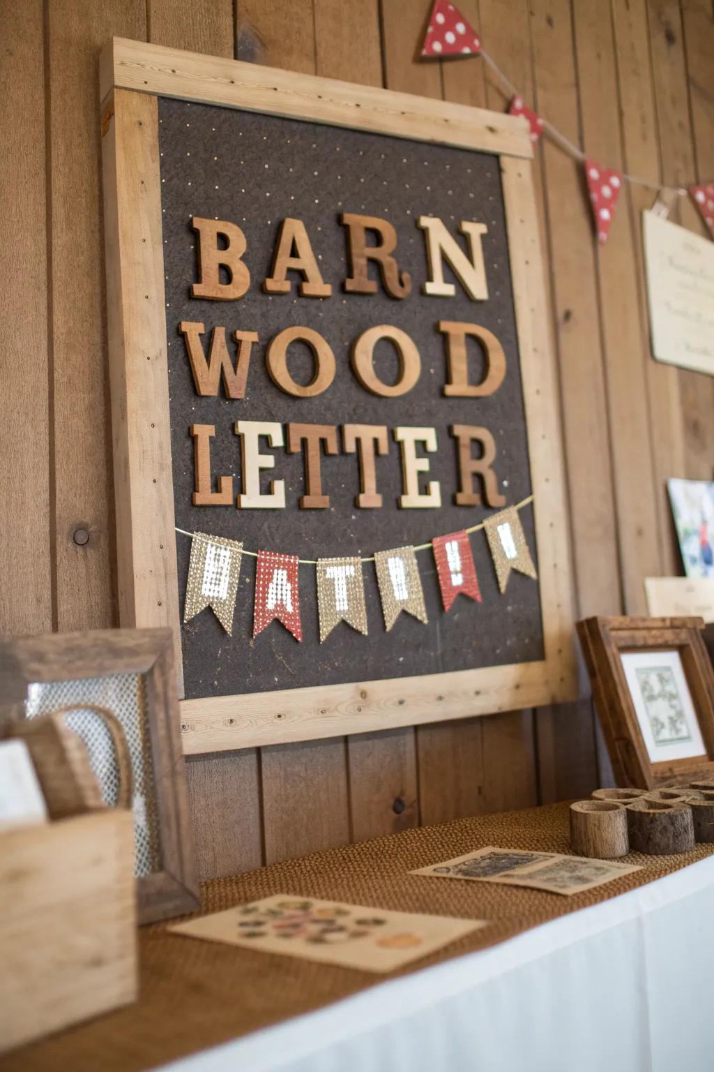 Barn wood letters for a rustic title.