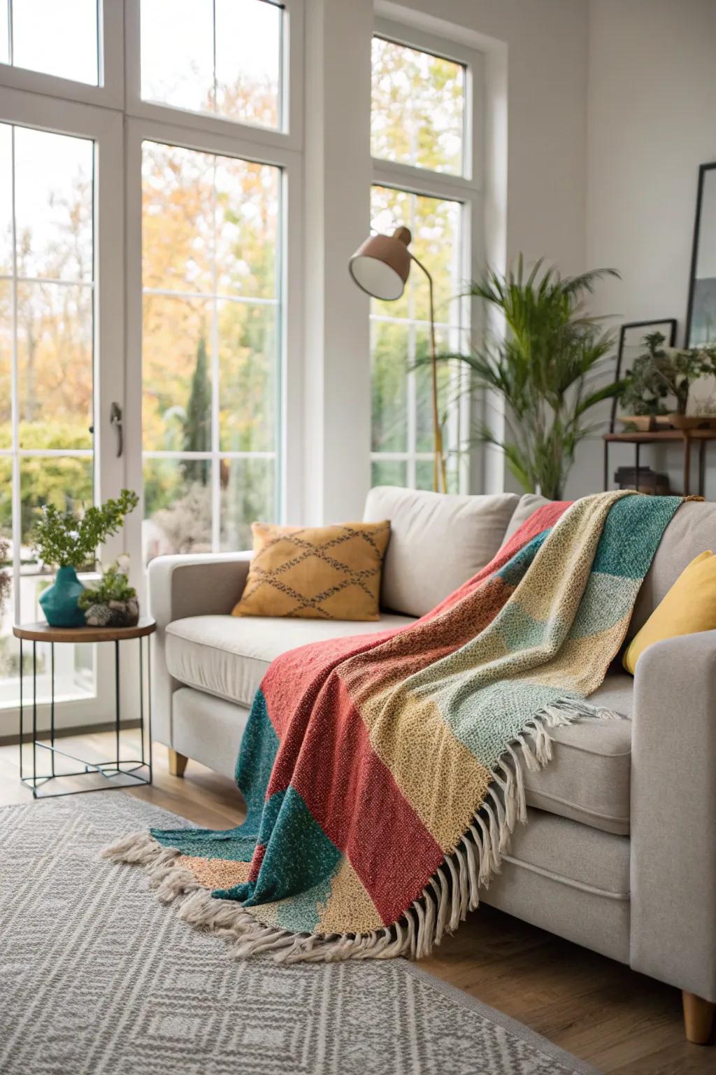 Add warmth and style to your space with a decorative throw blanket.