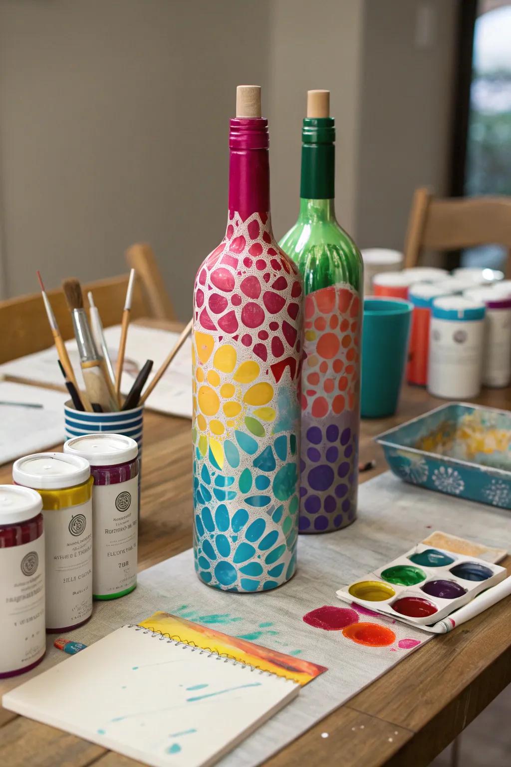 Explore vibrant creativity with hydrodipped bottles.