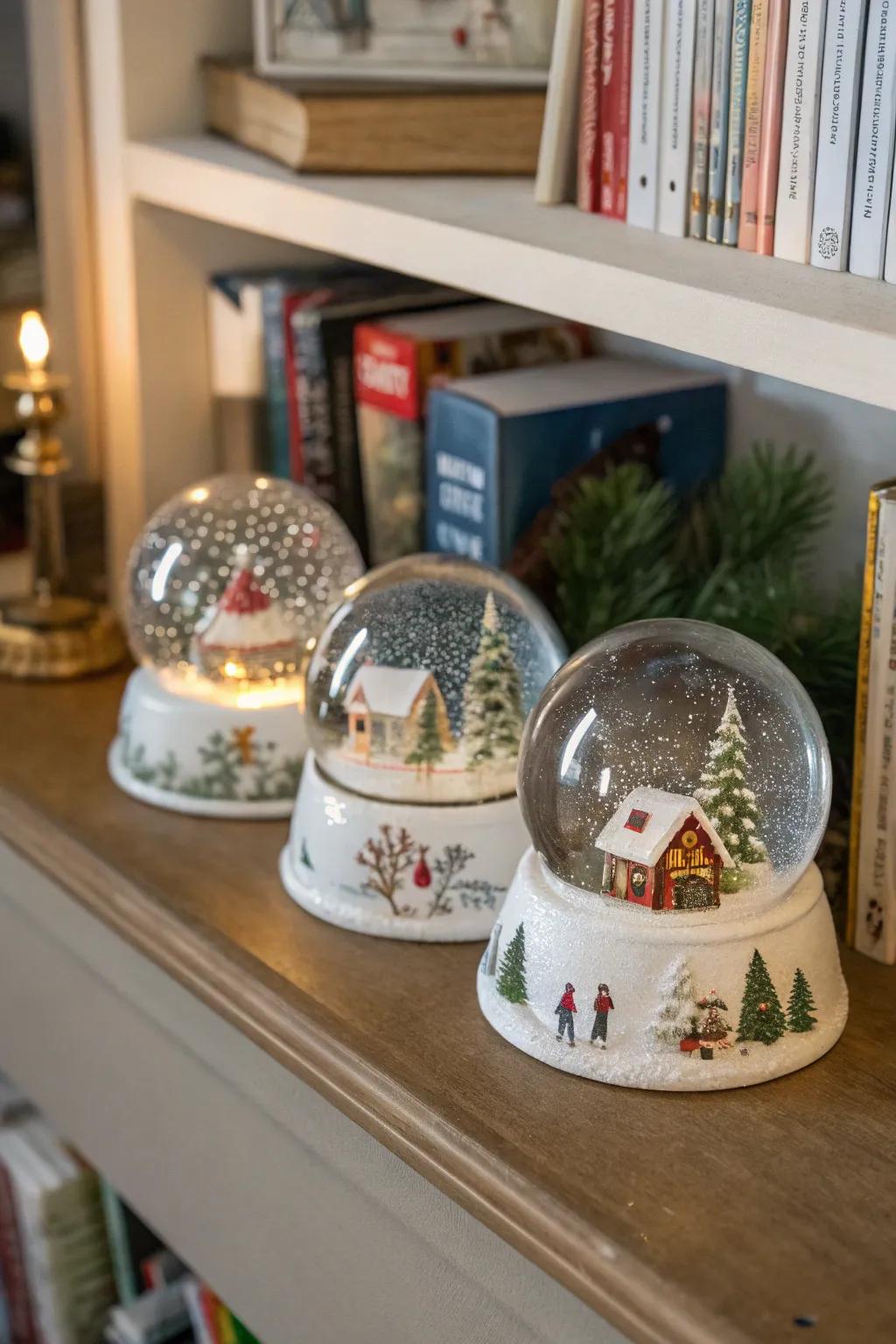 Whimsical snow globes capturing the magic of winter.