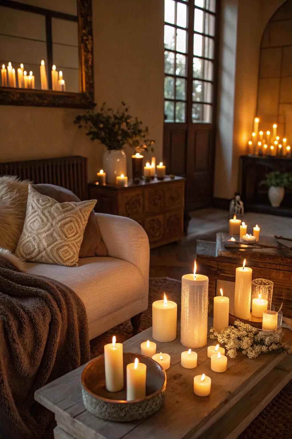 Candlelight transforms an ordinary evening into a magical solstice experience.