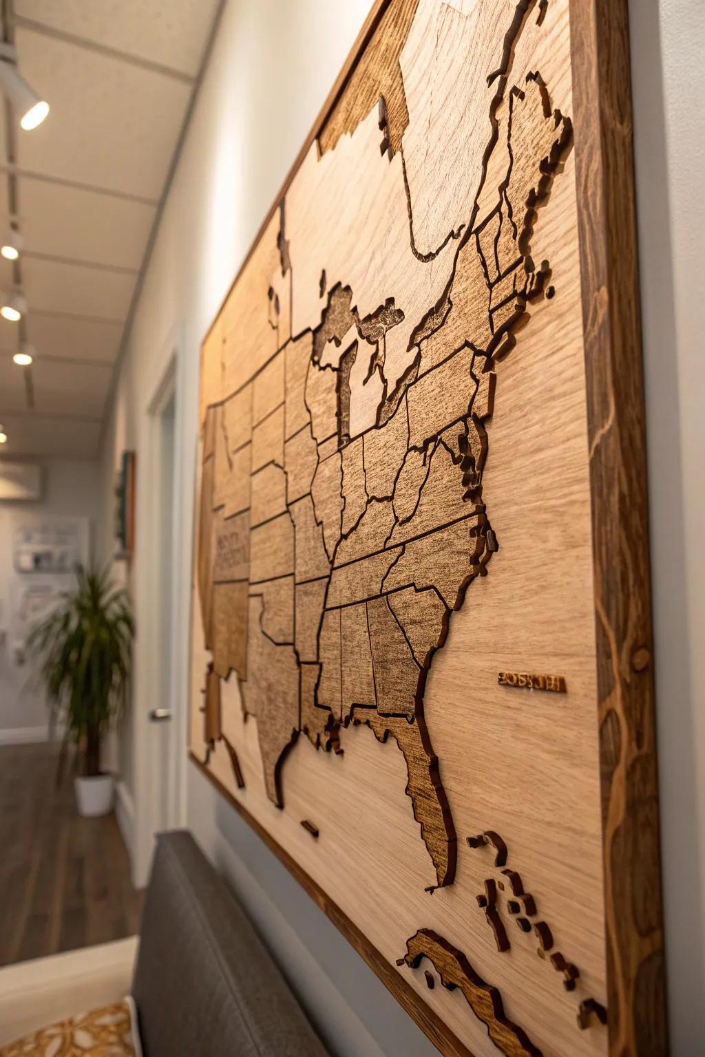 Celebrate cherished memories with bespoke wooden map wall art – a perfect gift for dad.